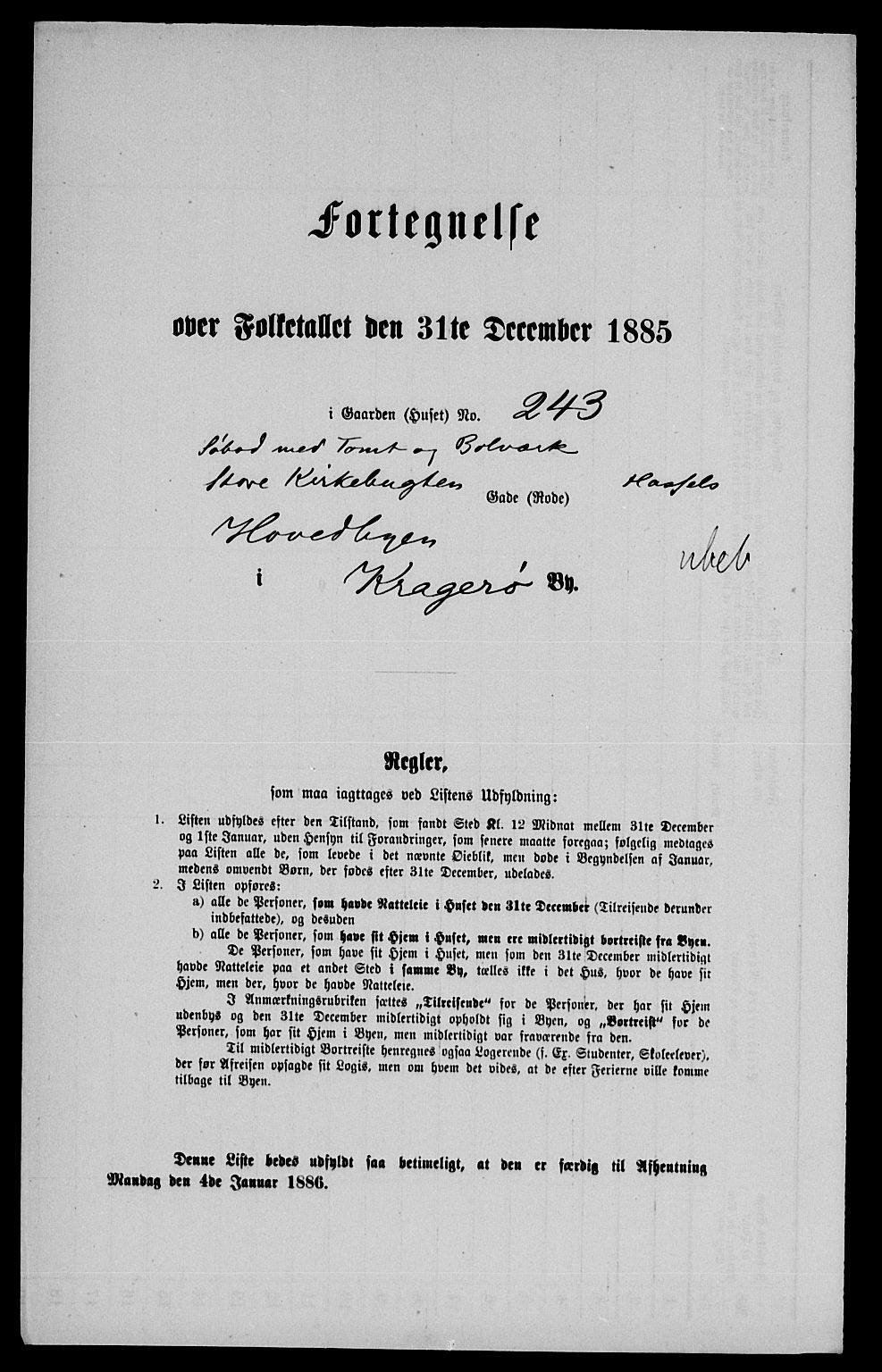 SAKO, 1885 census for 0801 Kragerø, 1885, p. 1500