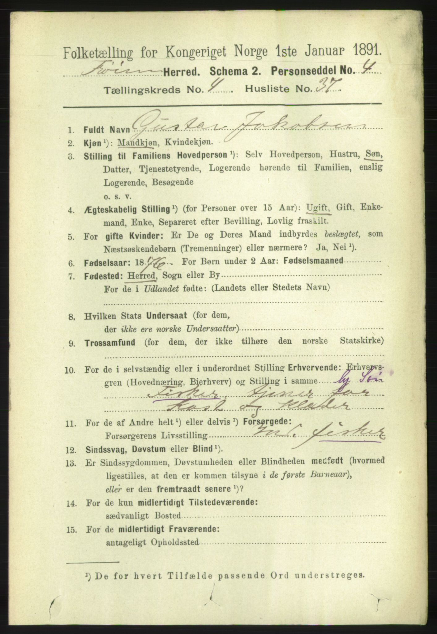 RA, 1891 census for 1619 Frøya, 1891, p. 3221