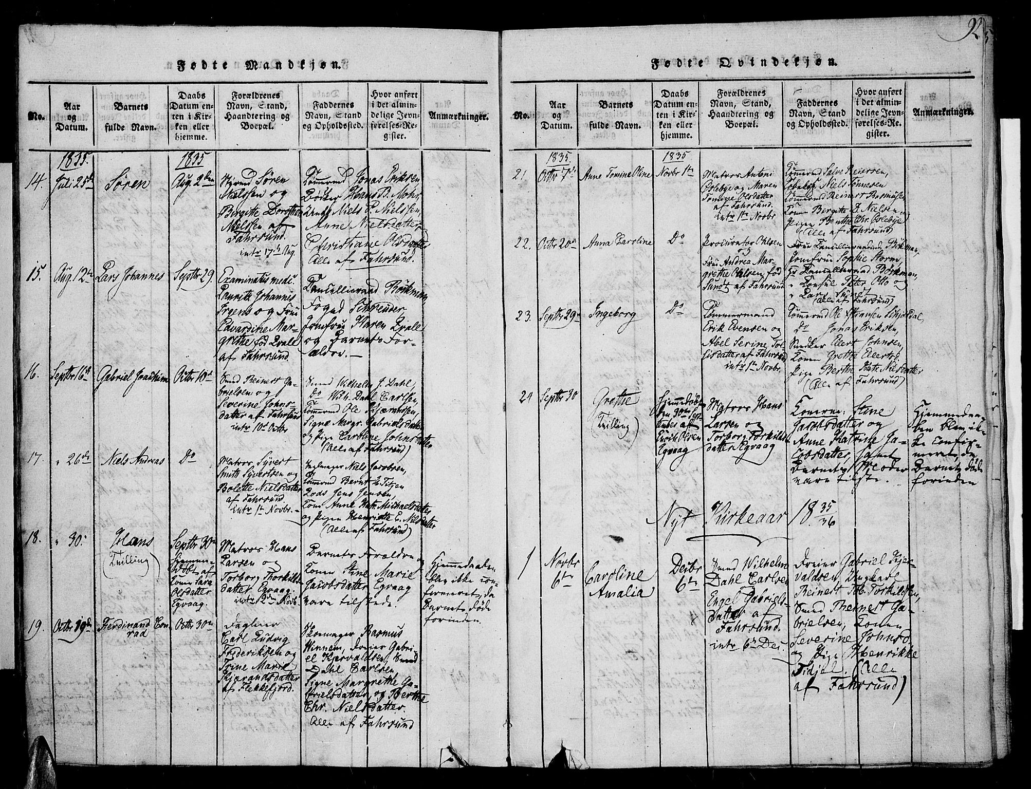 Farsund sokneprestkontor, SAK/1111-0009/F/Fa/L0002: Parish register (official) no. A 2, 1815-1836, p. 92