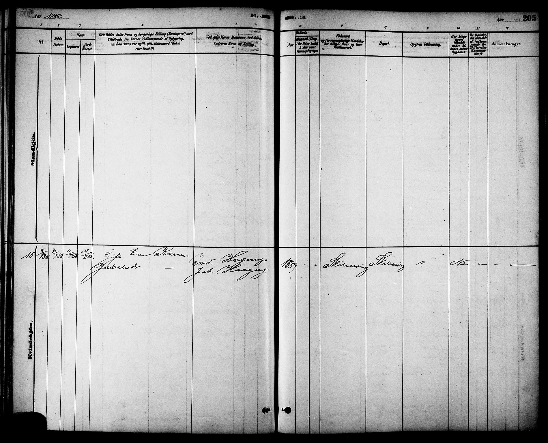 Ministerialprotokoller, klokkerbøker og fødselsregistre - Nordland, AV/SAT-A-1459/861/L0868: Parish register (official) no. 861A03, 1879-1889, p. 205