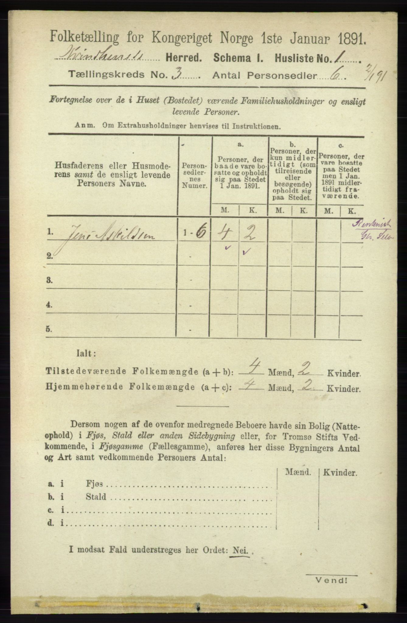 RA, 1891 census for 1224 Kvinnherad, 1891, p. 822