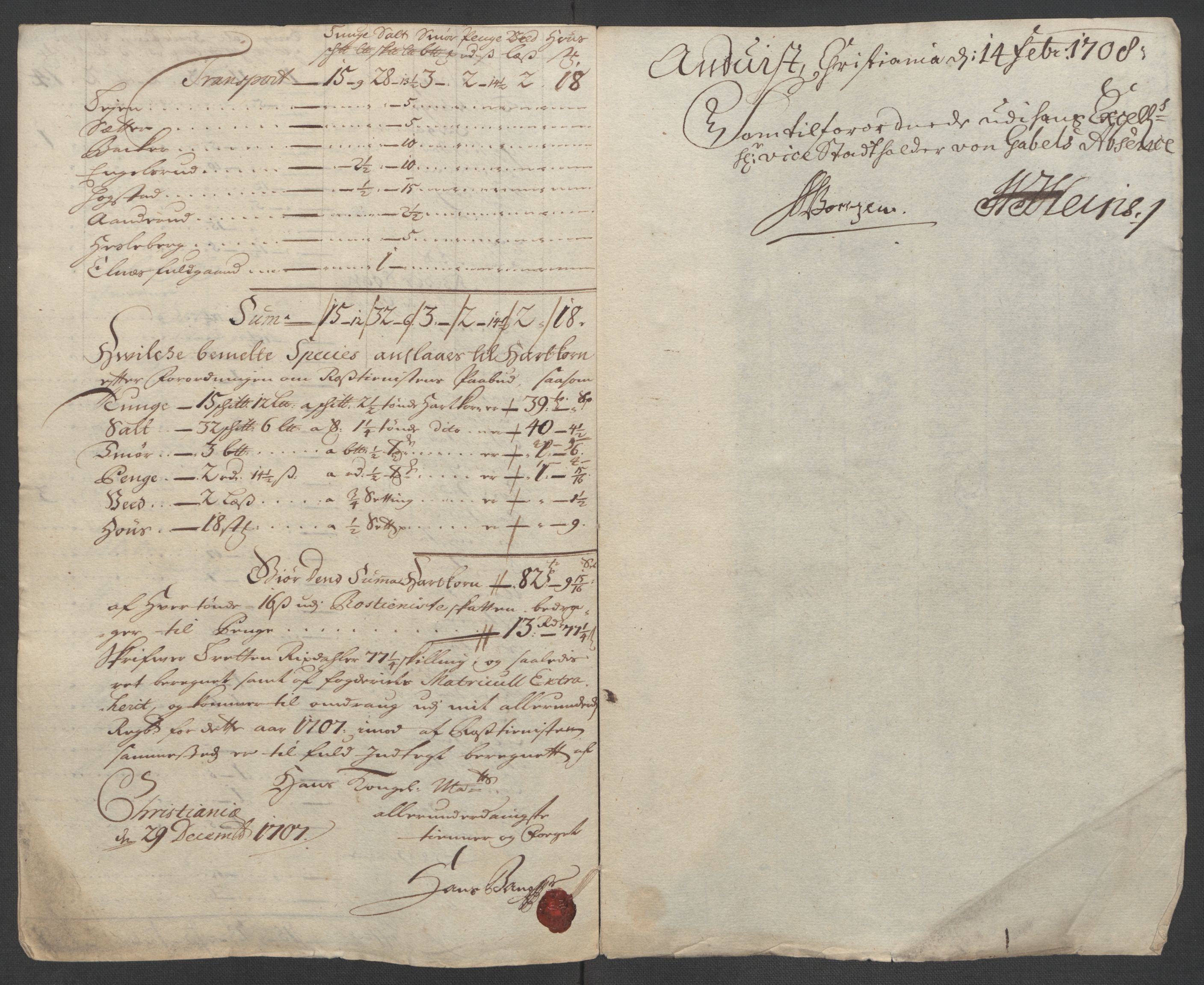 Rentekammeret inntil 1814, Reviderte regnskaper, Fogderegnskap, AV/RA-EA-4092/R10/L0447: Fogderegnskap Aker og Follo, 1707-1709, p. 201