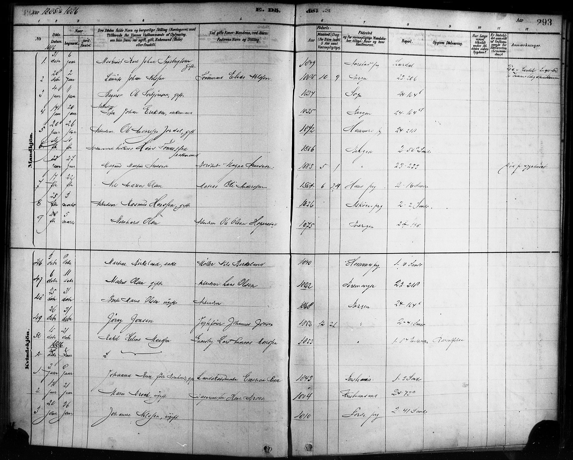 Sandviken Sokneprestembete, AV/SAB-A-77601/H/Ha/L0002: Parish register (official) no. A 2, 1878-1896, p. 293