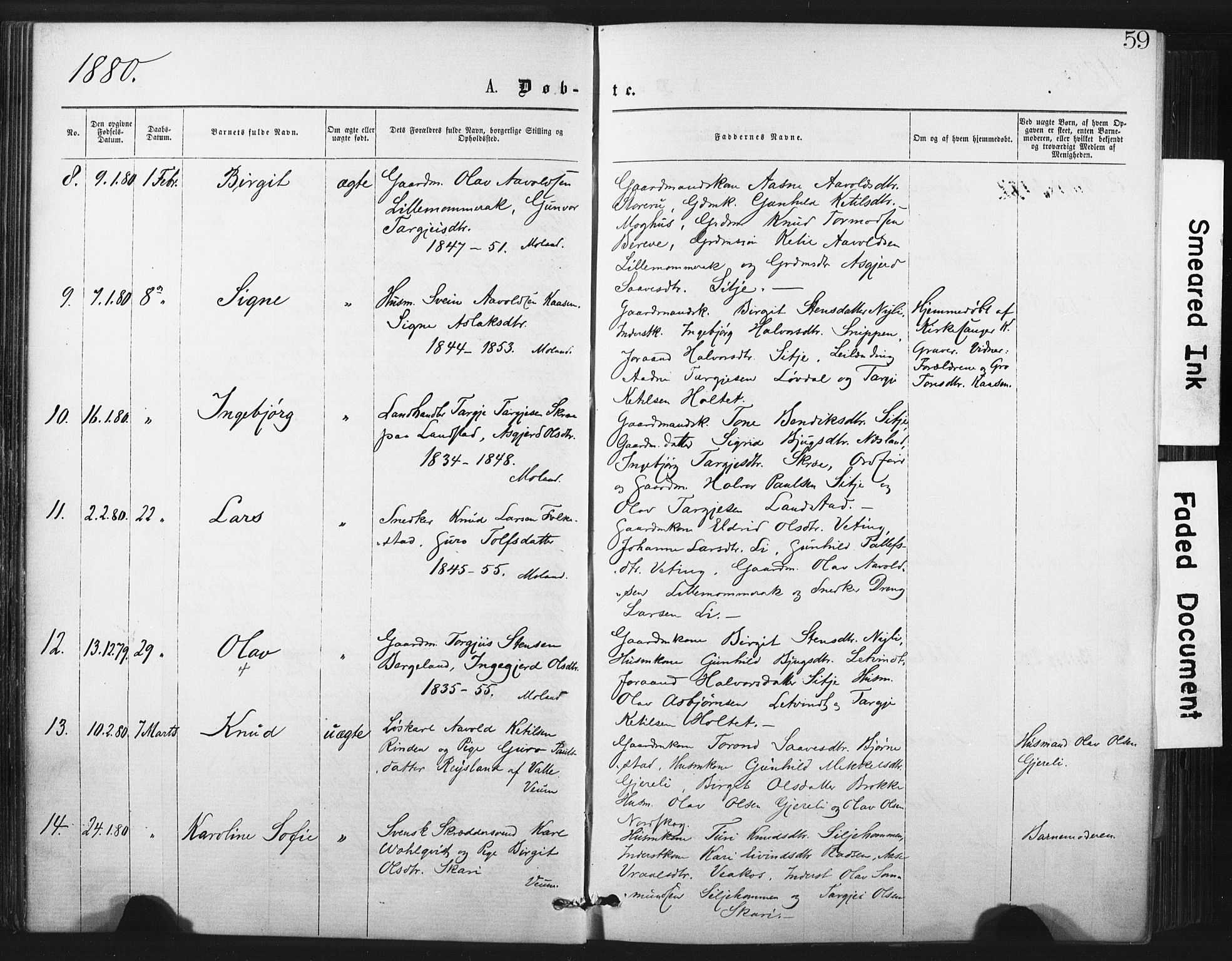 Fyresdal kirkebøker, SAKO/A-263/F/Fa/L0006: Parish register (official) no. I 6, 1872-1886, p. 59