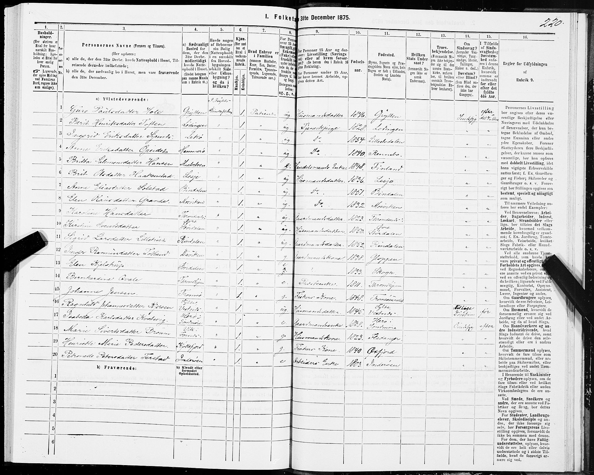 SAT, 1875 census for 1660P Strinda, 1875, p. 8220