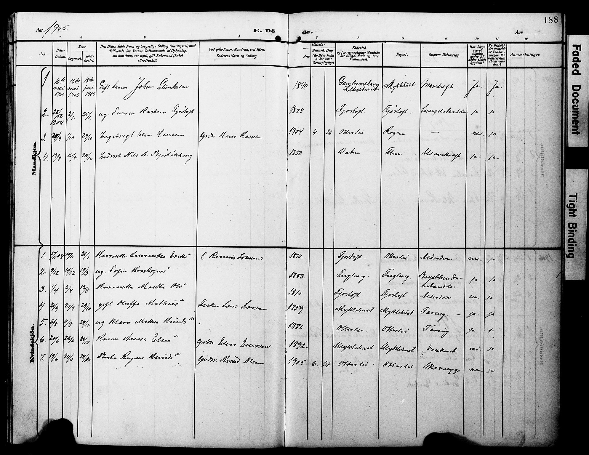 Ministerialprotokoller, klokkerbøker og fødselsregistre - Møre og Romsdal, AV/SAT-A-1454/538/L0524: Parish register (copy) no. 538C02, 1901-1931, p. 188