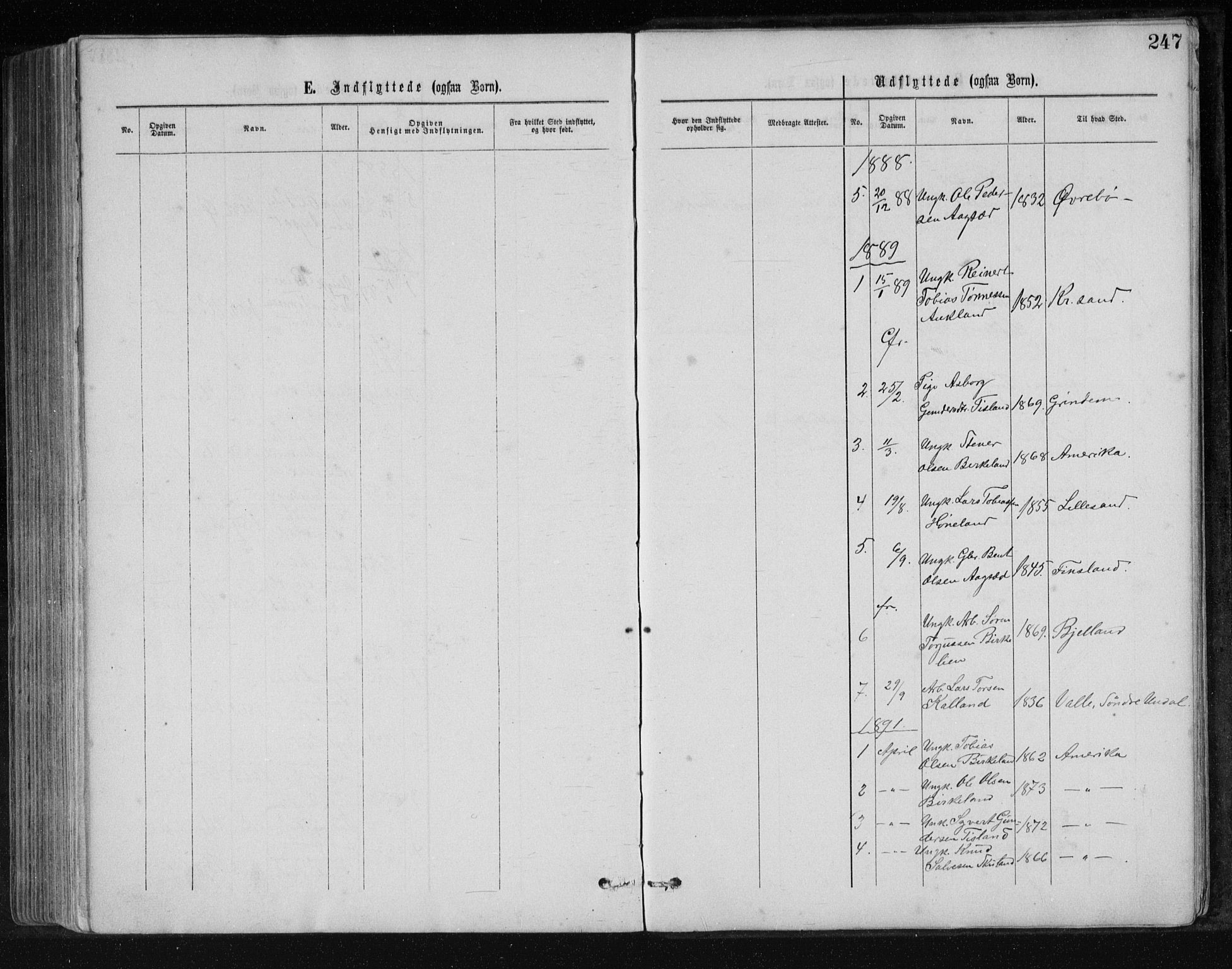 Holum sokneprestkontor, SAK/1111-0022/F/Fb/Fbb/L0003: Parish register (copy) no. B 3, 1875-1898, p. 247