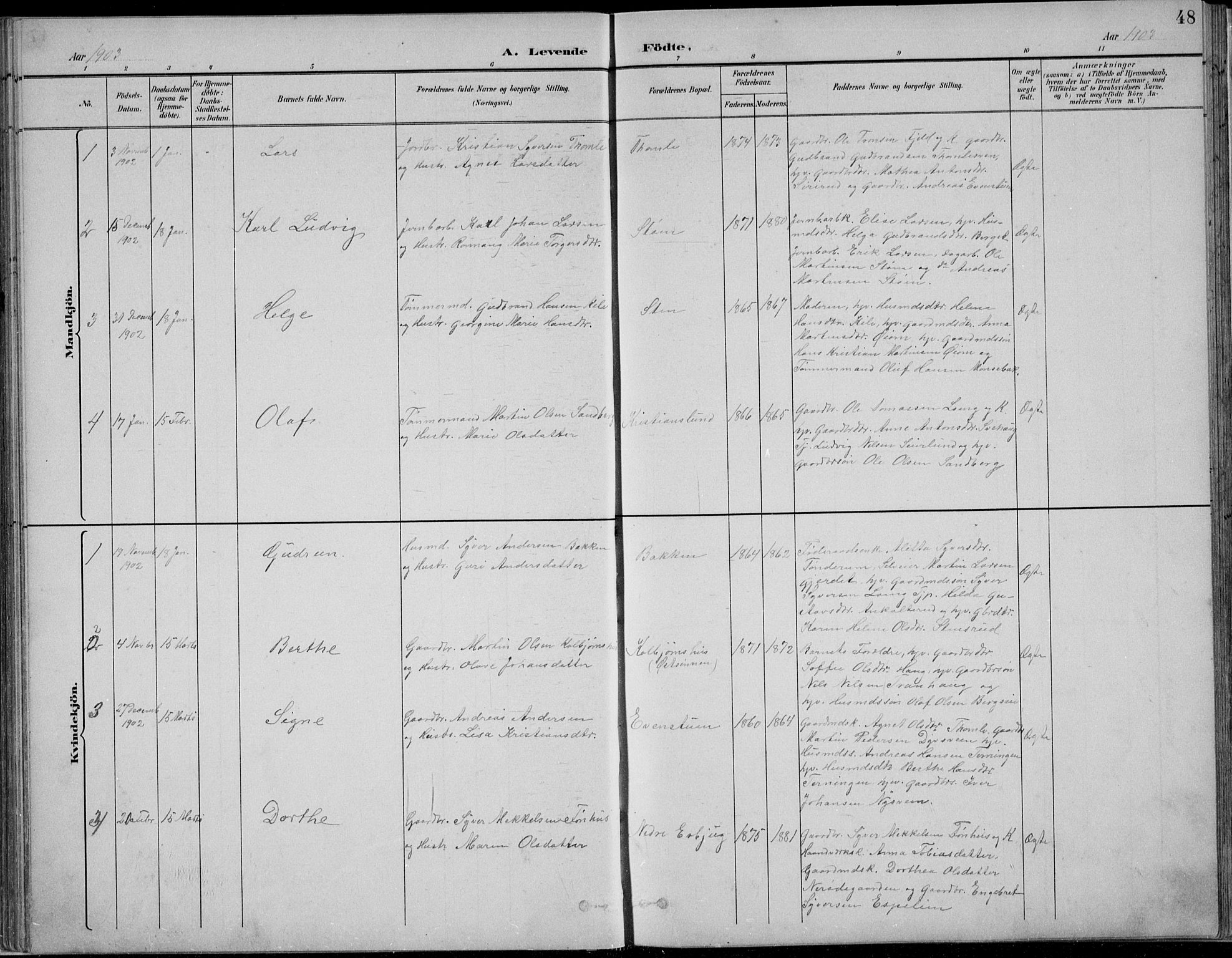 Nordre Land prestekontor, SAH/PREST-124/H/Ha/Hab/L0013: Parish register (copy) no. 13, 1891-1904, p. 48