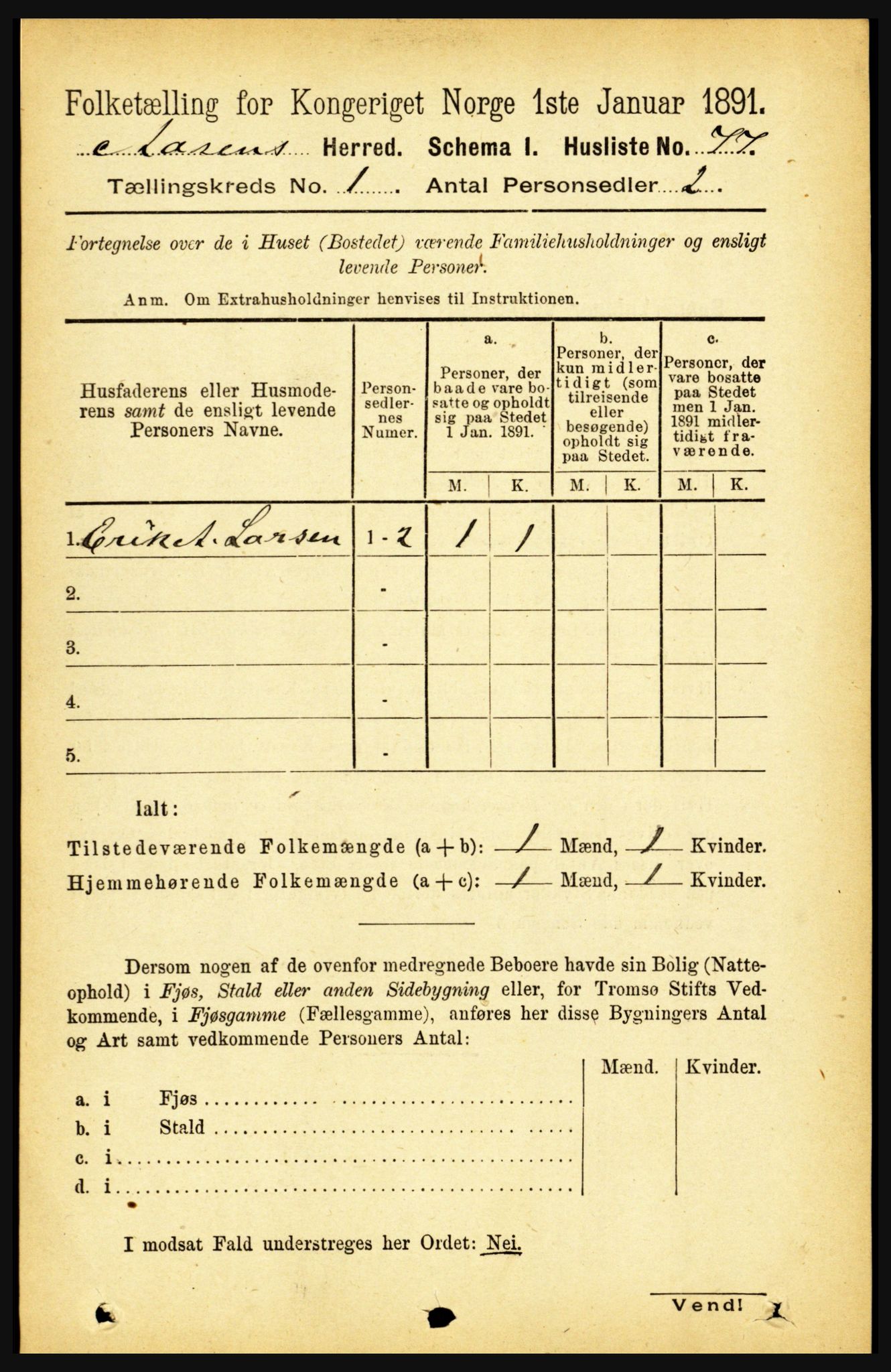 RA, 1891 census for 1716 Åsen, 1891, p. 93