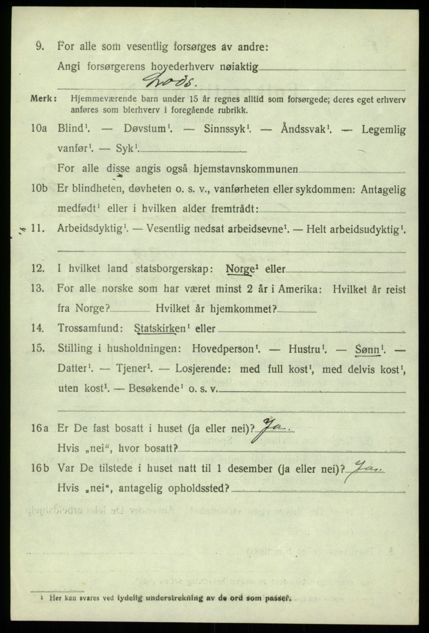 SAB, 1920 census for Austevoll, 1920, p. 2319