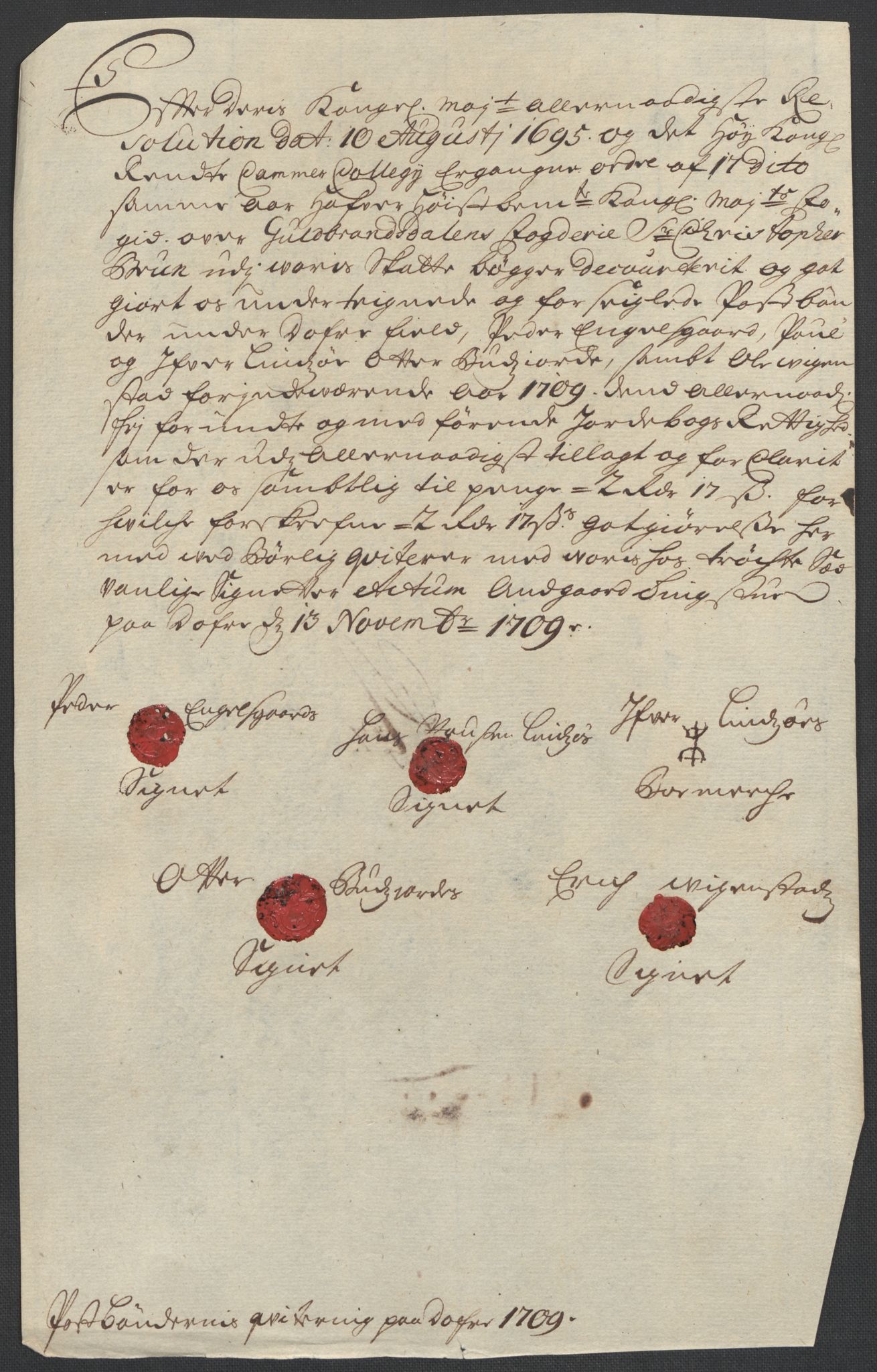 Rentekammeret inntil 1814, Reviderte regnskaper, Fogderegnskap, RA/EA-4092/R17/L1179: Fogderegnskap Gudbrandsdal, 1708-1710, p. 200