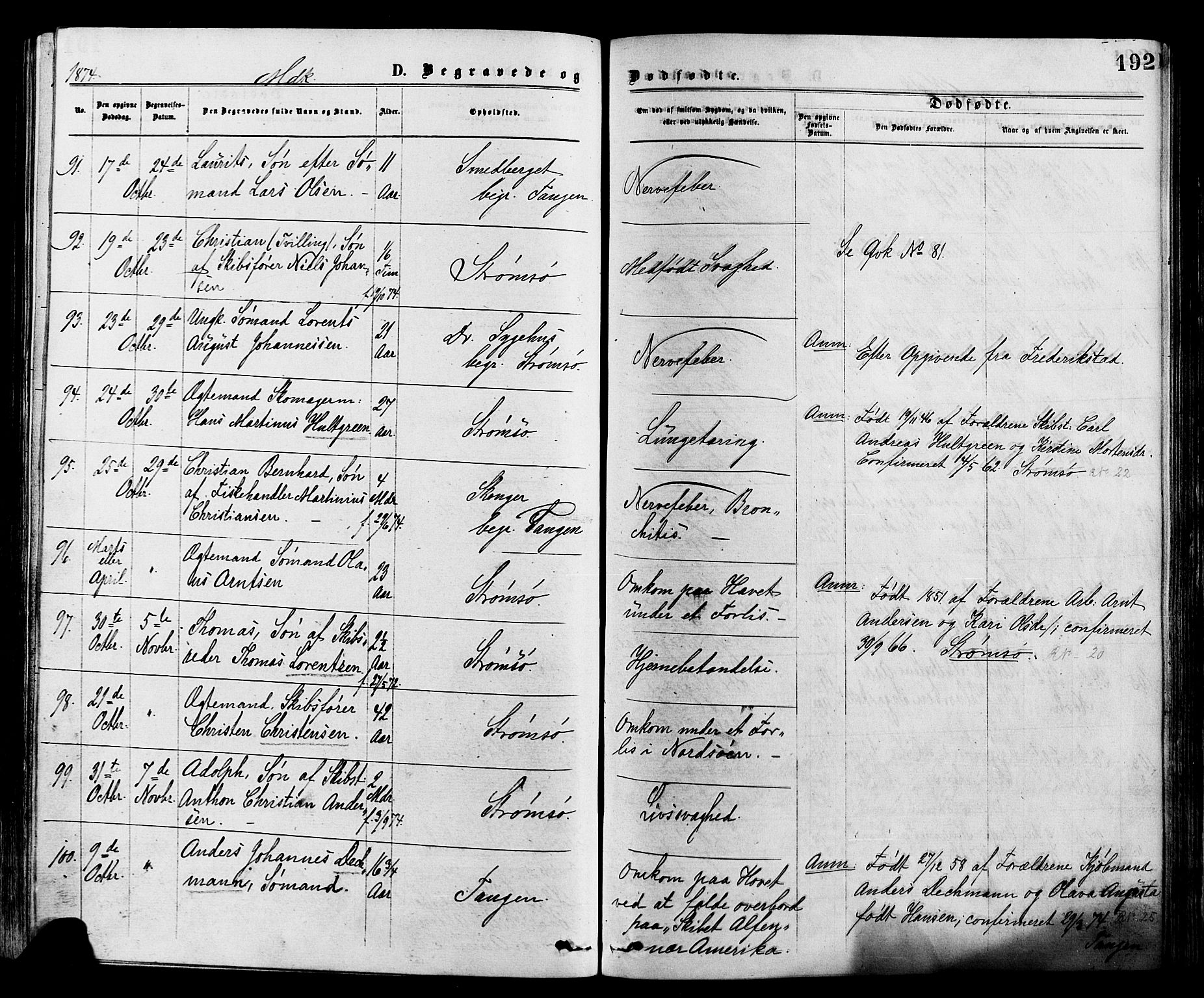 Strømsø kirkebøker, SAKO/A-246/F/Fa/L0019: Parish register (official) no. I 19, 1874-1877, p. 192