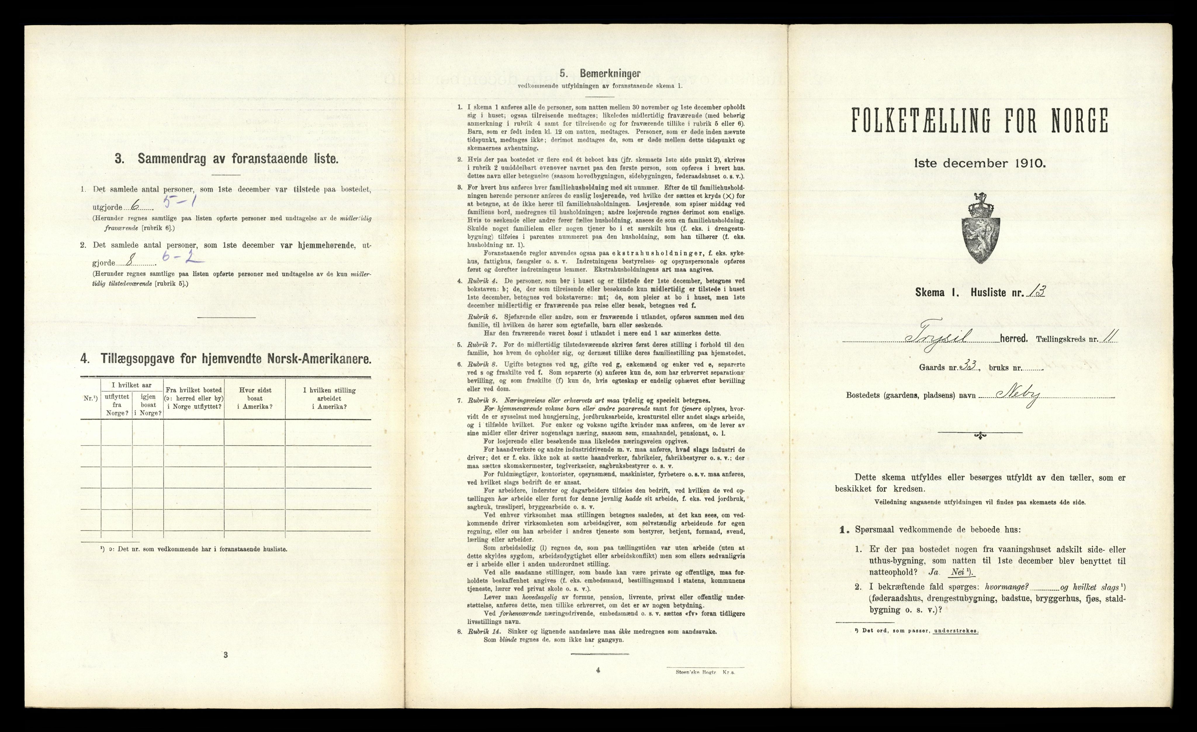 RA, 1910 census for Trysil, 1910, p. 1335