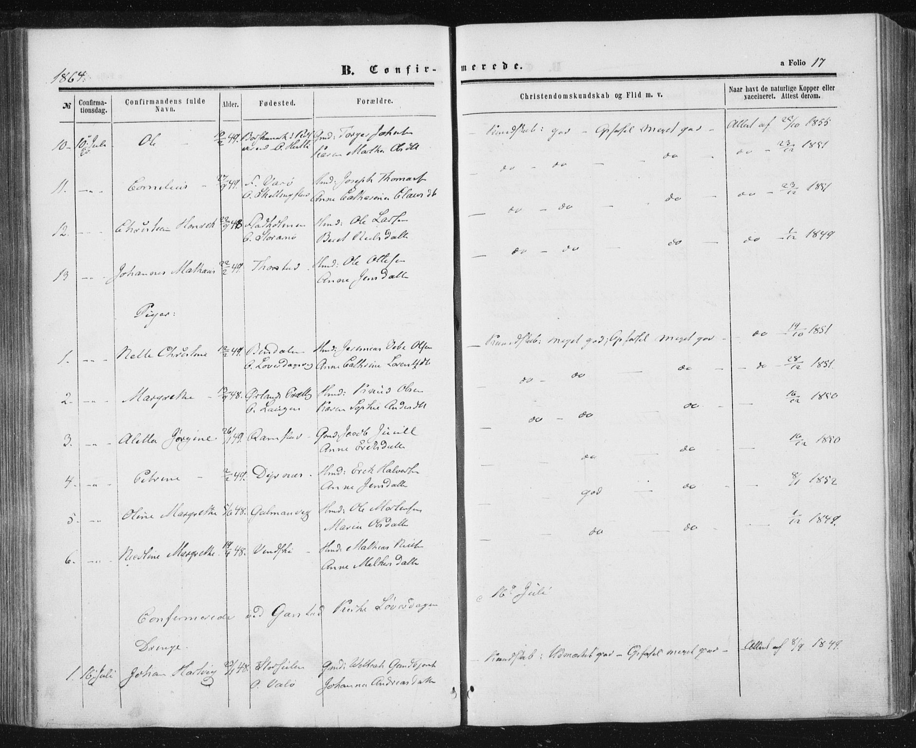 Ministerialprotokoller, klokkerbøker og fødselsregistre - Nord-Trøndelag, SAT/A-1458/784/L0670: Parish register (official) no. 784A05, 1860-1876, p. 17