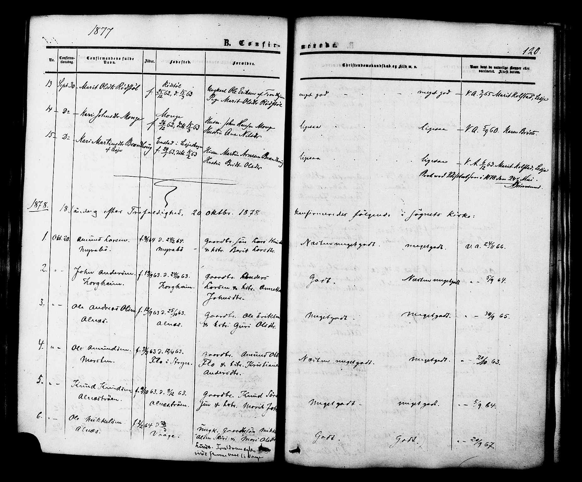 Ministerialprotokoller, klokkerbøker og fødselsregistre - Møre og Romsdal, AV/SAT-A-1454/546/L0594: Parish register (official) no. 546A02, 1854-1882, p. 120