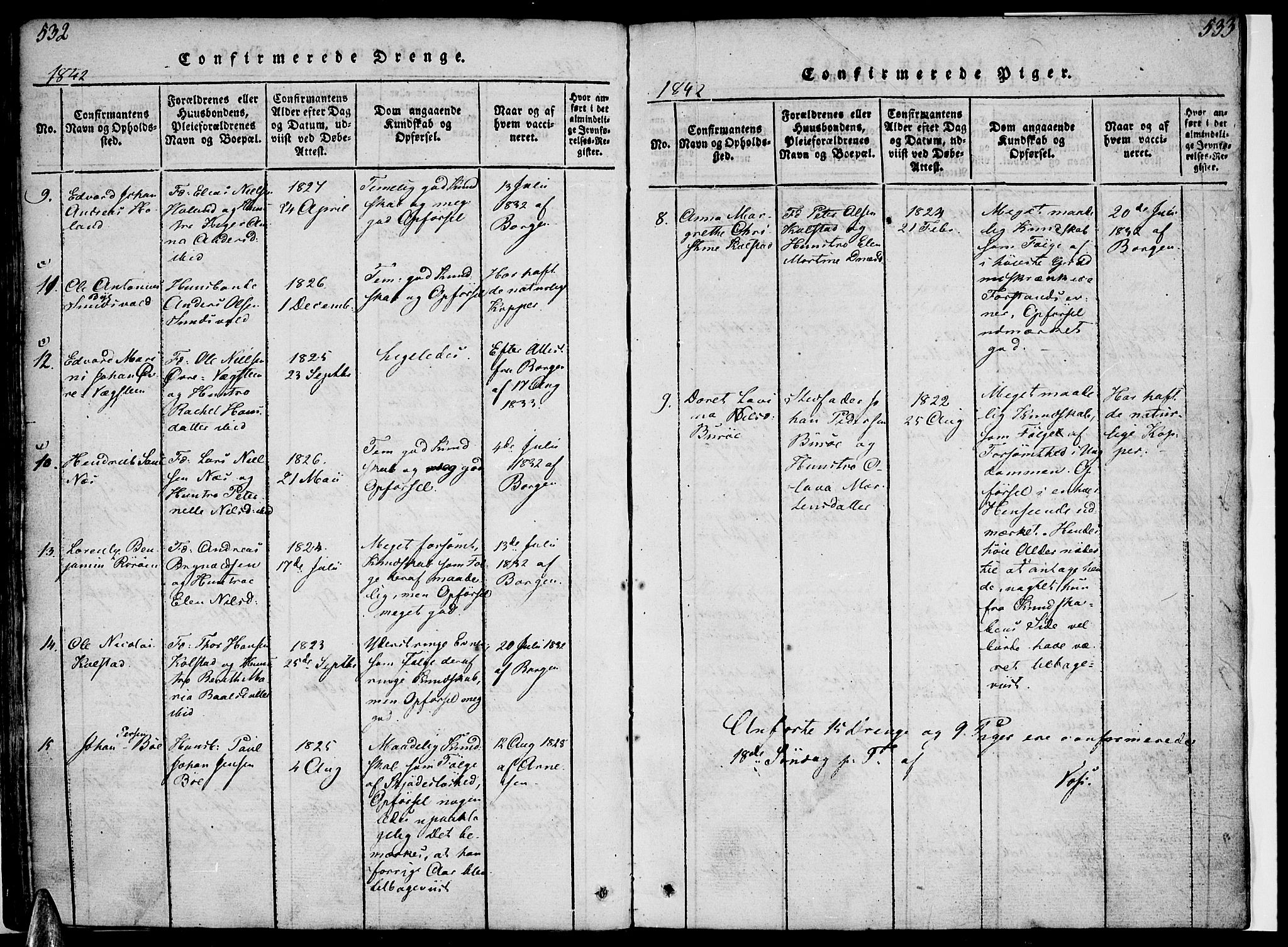 Ministerialprotokoller, klokkerbøker og fødselsregistre - Nordland, AV/SAT-A-1459/816/L0239: Parish register (official) no. 816A05, 1820-1845, p. 532-533