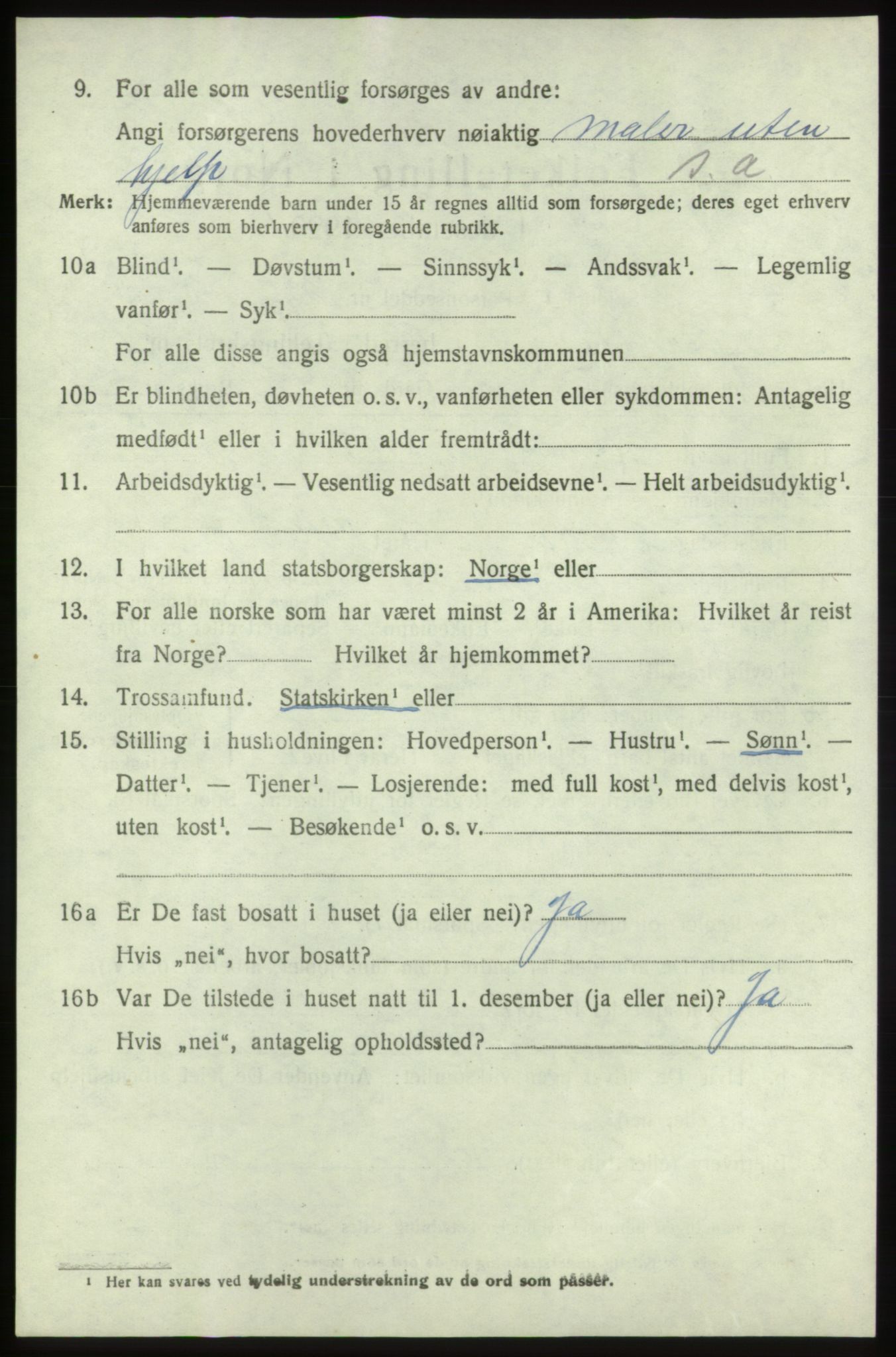 SAB, 1920 census for Moster, 1920, p. 812