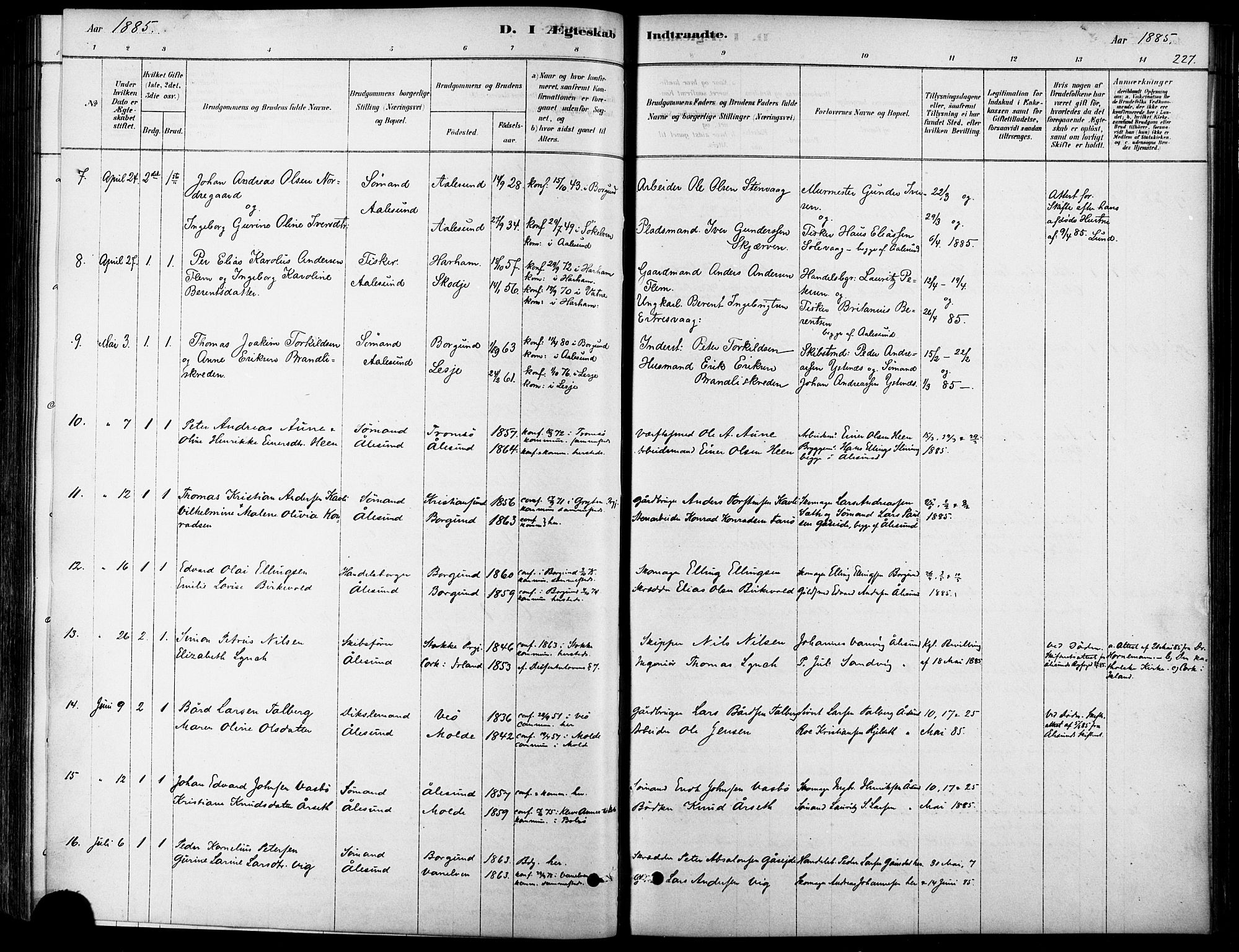 Ministerialprotokoller, klokkerbøker og fødselsregistre - Møre og Romsdal, AV/SAT-A-1454/529/L0454: Parish register (official) no. 529A04, 1878-1885, p. 227