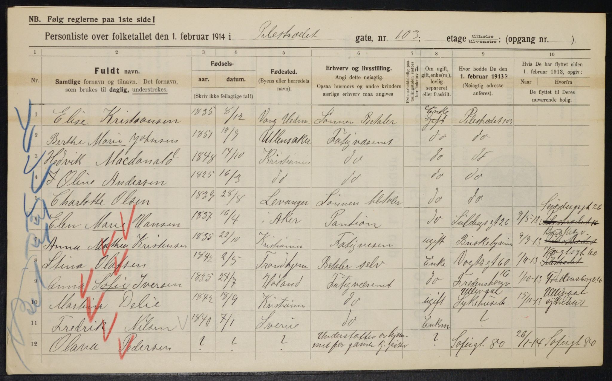 OBA, Municipal Census 1914 for Kristiania, 1914, p. 80257