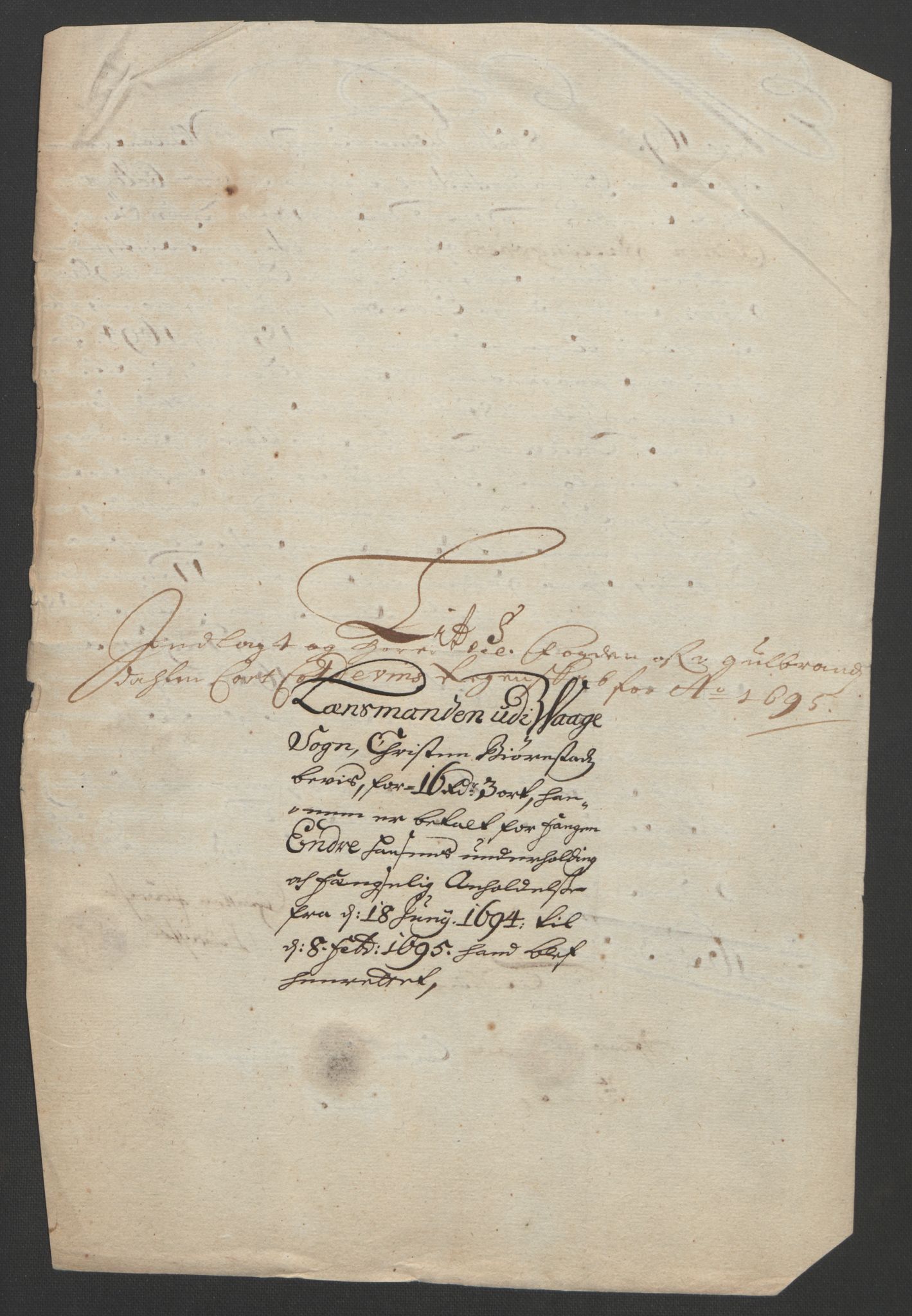 Rentekammeret inntil 1814, Reviderte regnskaper, Fogderegnskap, AV/RA-EA-4092/R17/L1169: Fogderegnskap Gudbrandsdal, 1695, p. 189