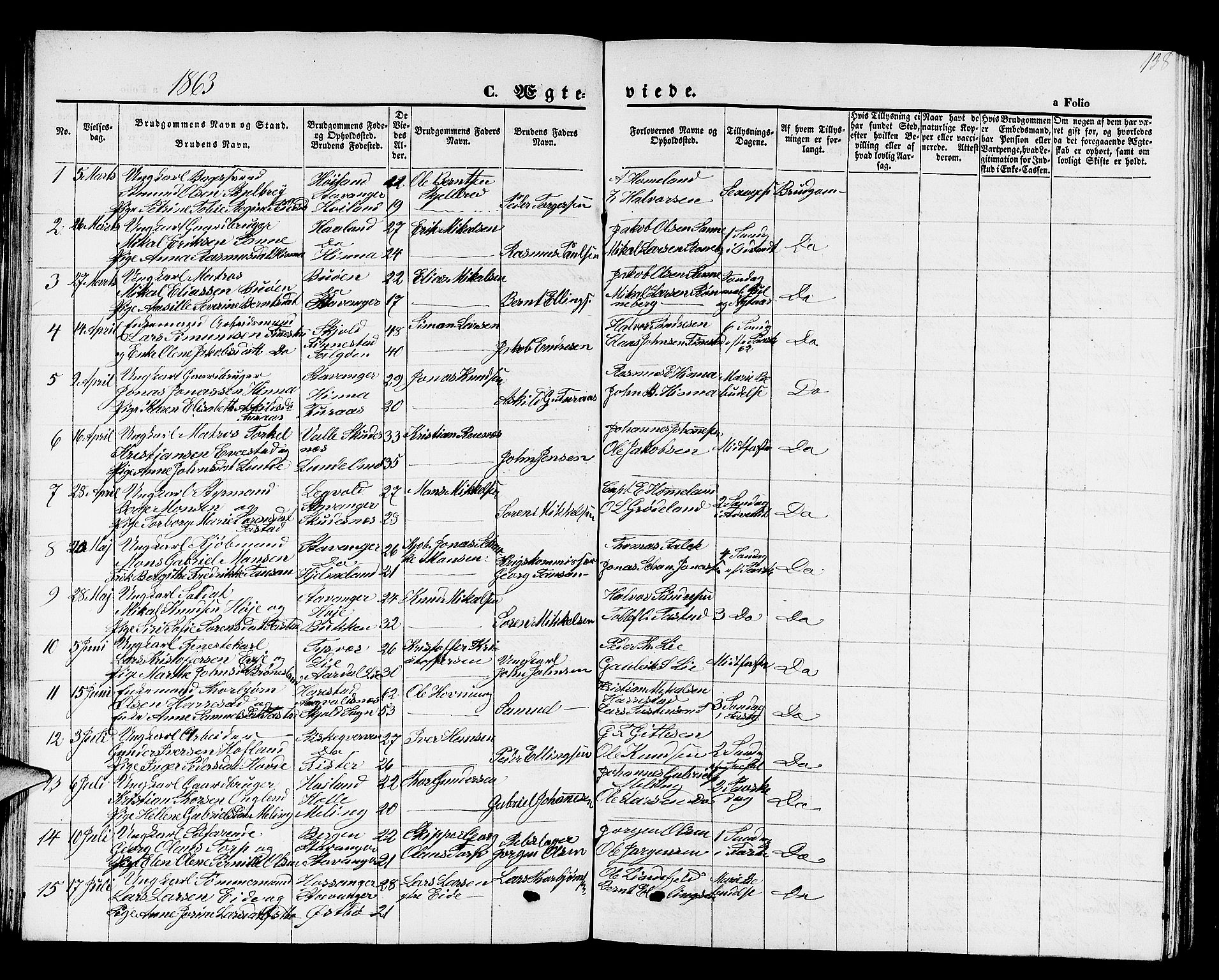 Hetland sokneprestkontor, SAST/A-101826/30/30BB/L0001: Parish register (copy) no. B 1, 1850-1868, p. 138