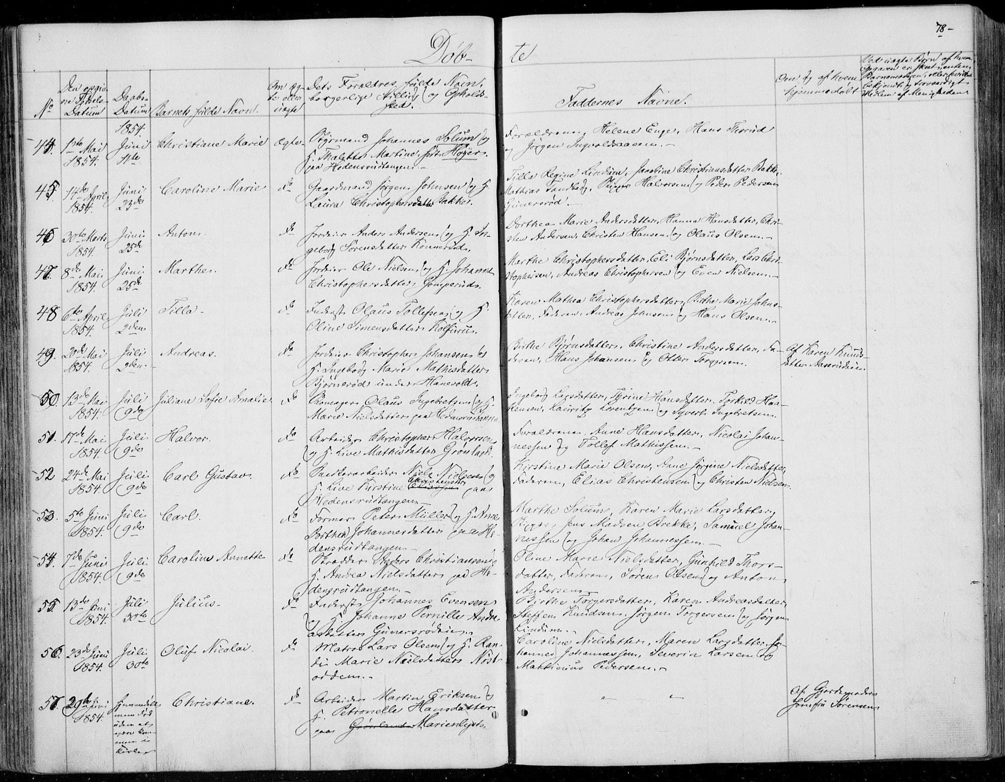 Skoger kirkebøker, AV/SAKO-A-59/F/Fa/L0003: Parish register (official) no. I 3, 1842-1861, p. 78