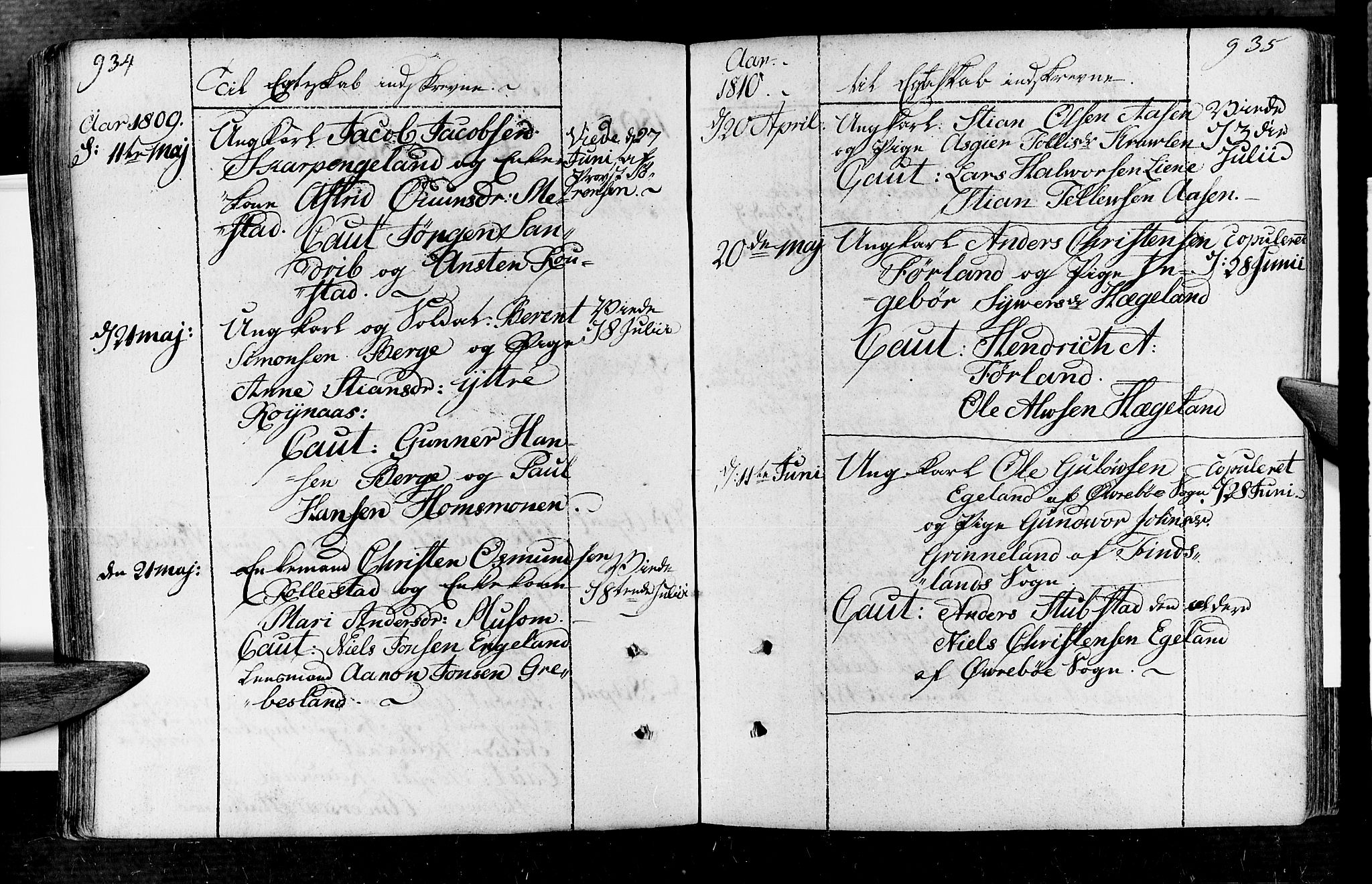 Vennesla sokneprestkontor, AV/SAK-1111-0045/Fa/Fac/L0002: Parish register (official) no. A 2, 1785-1834, p. 934-935