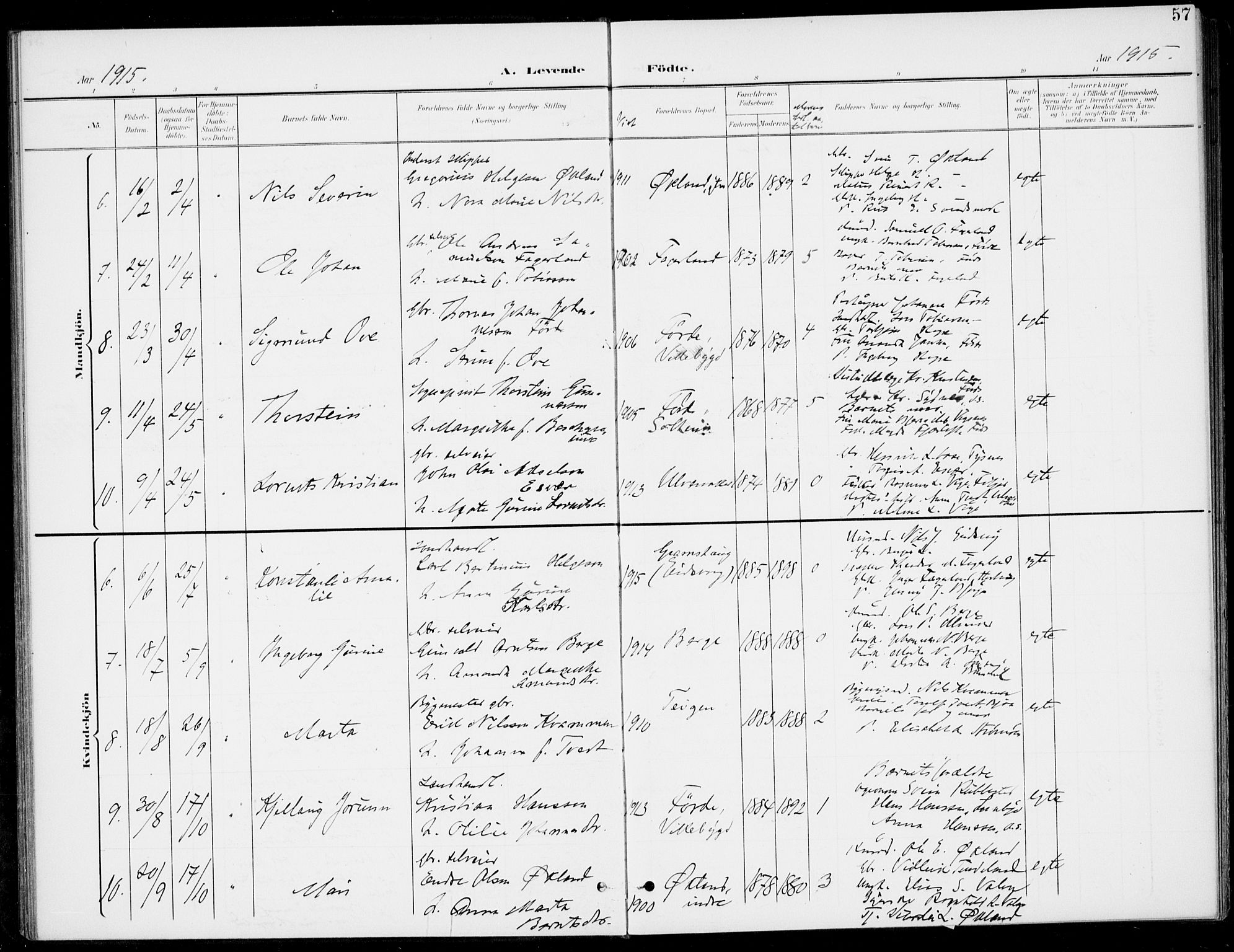 Sveio Sokneprestembete, SAB/A-78501/H/Haa: Parish register (official) no. C 3, 1899-1916, p. 57