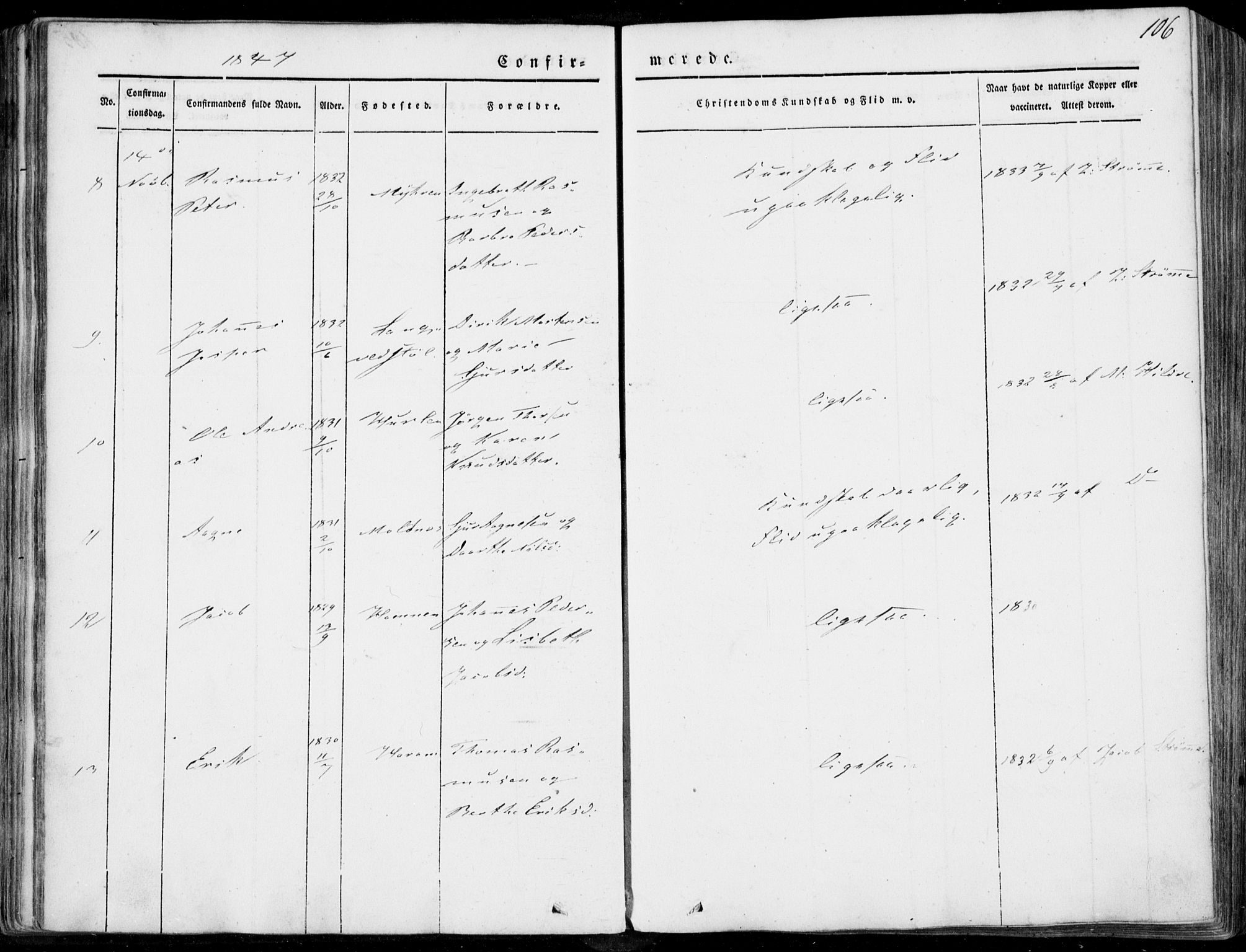 Ministerialprotokoller, klokkerbøker og fødselsregistre - Møre og Romsdal, SAT/A-1454/536/L0497: Parish register (official) no. 536A06, 1845-1865, p. 106