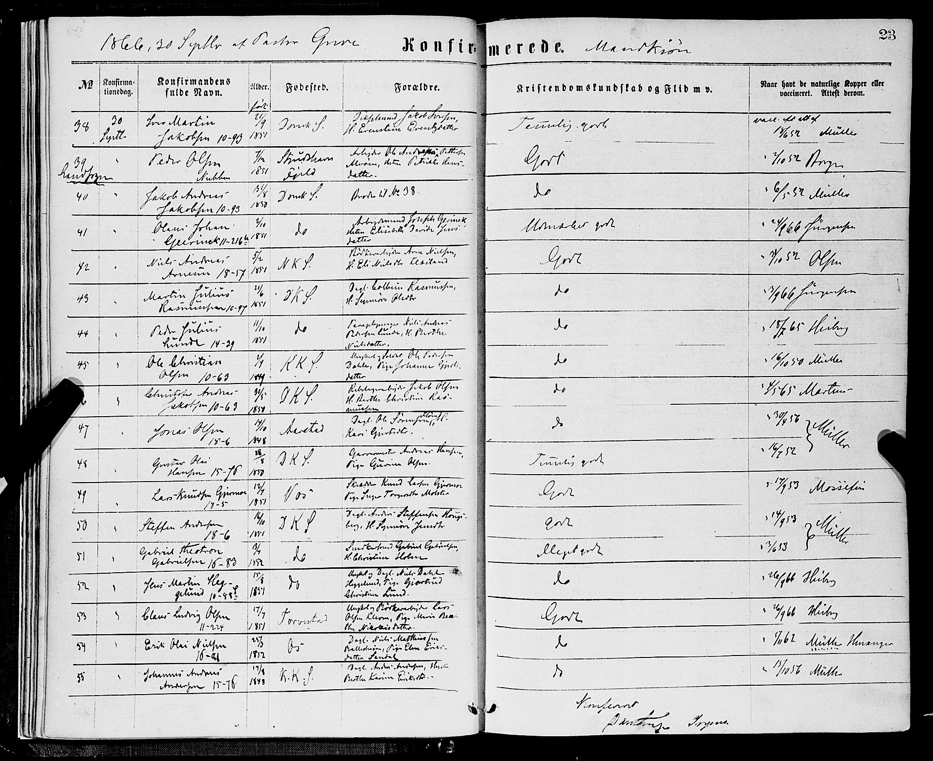 Domkirken sokneprestembete, AV/SAB-A-74801/H/Haa/L0029: Parish register (official) no. C 4, 1864-1879, p. 23