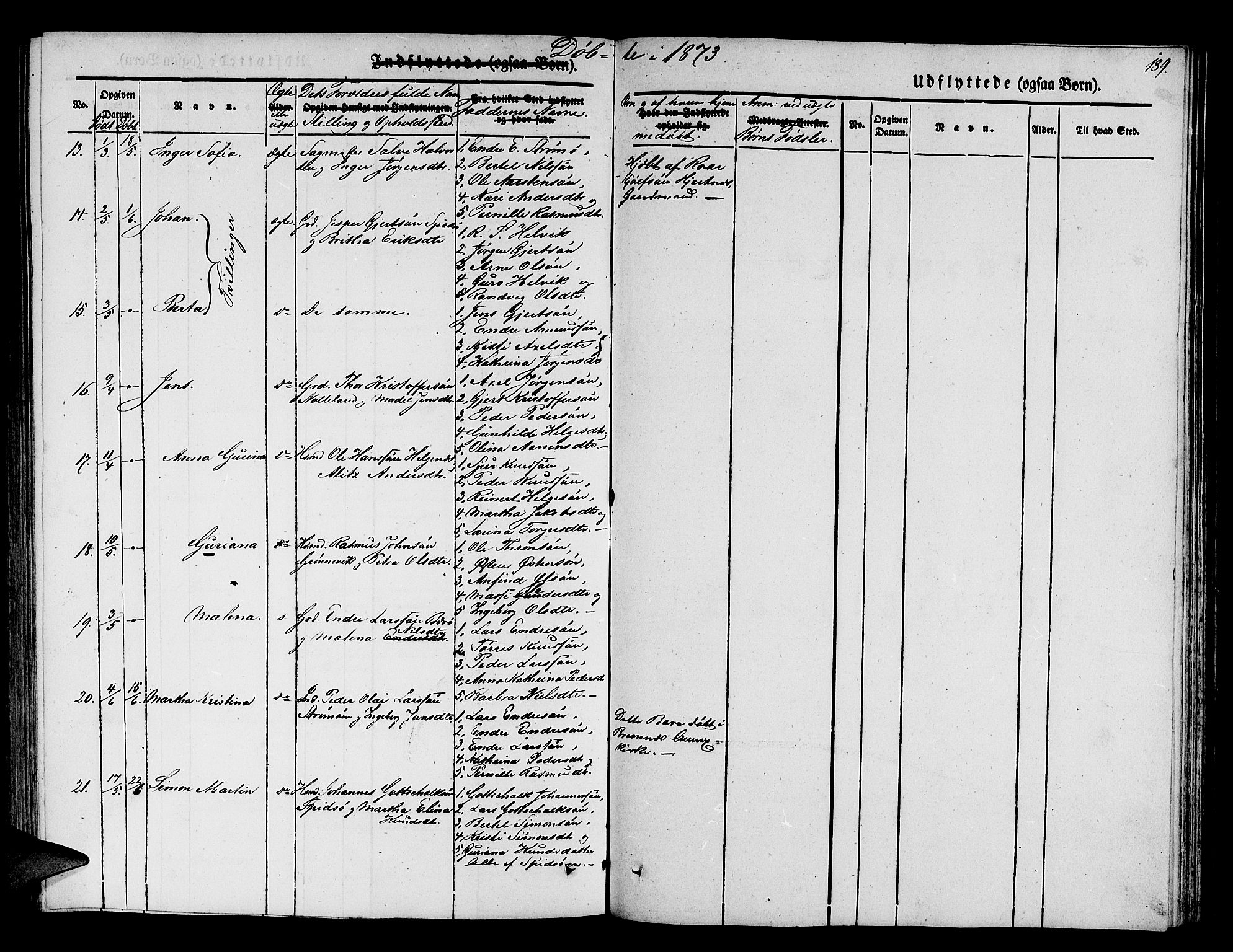 Finnås sokneprestembete, AV/SAB-A-99925/H/Ha/Hab/Haba/L0001: Parish register (copy) no. A 1, 1851-1873, p. 189