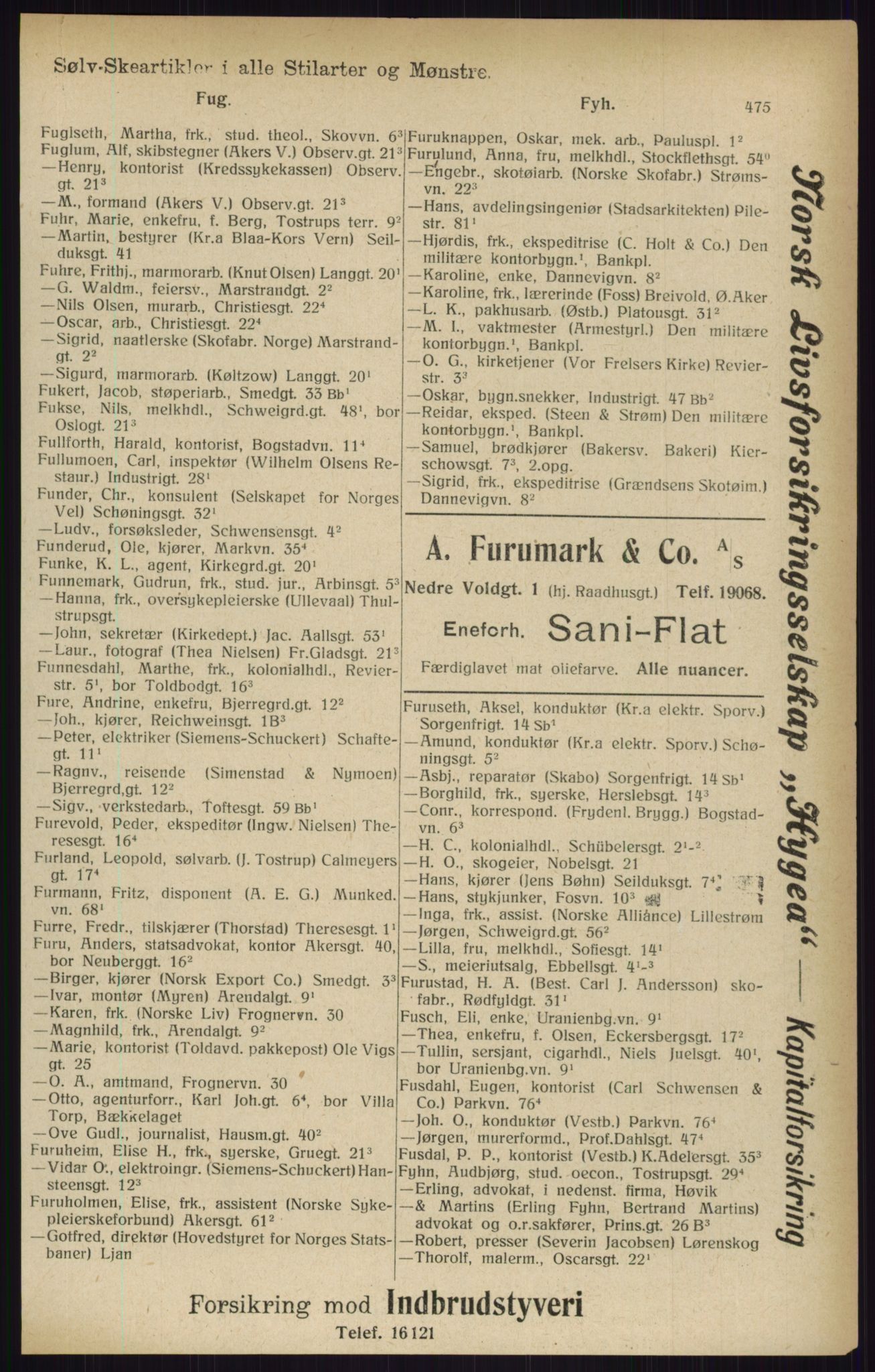 Kristiania/Oslo adressebok, PUBL/-, 1916, p. 475