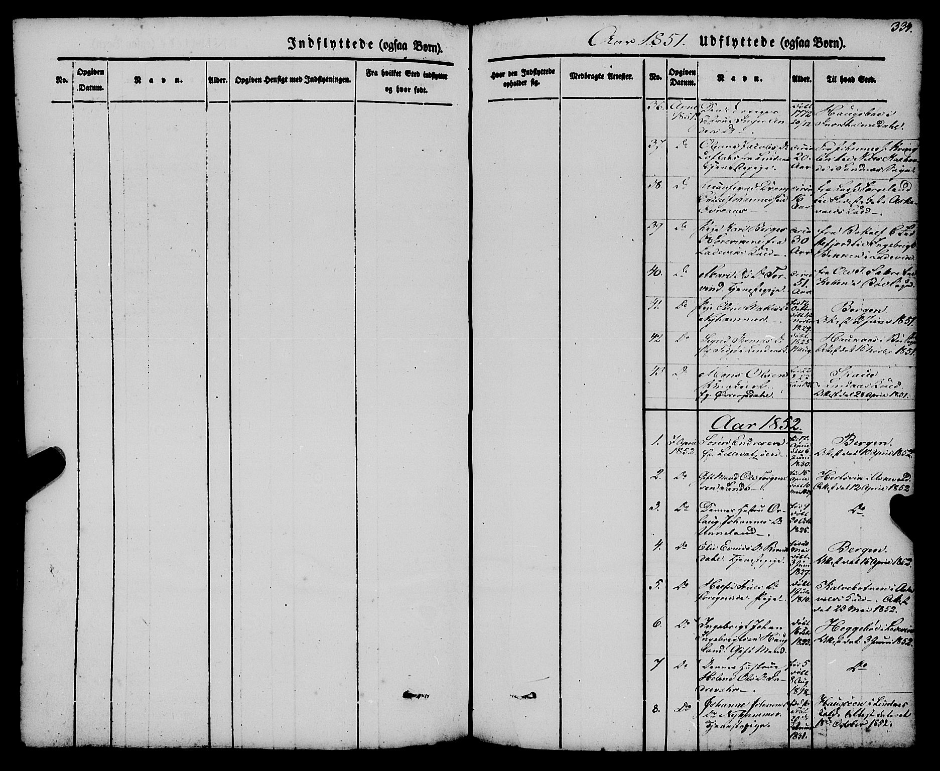 Gulen sokneprestembete, SAB/A-80201/H/Haa/Haaa/L0021: Parish register (official) no. A 21, 1848-1858, p. 334