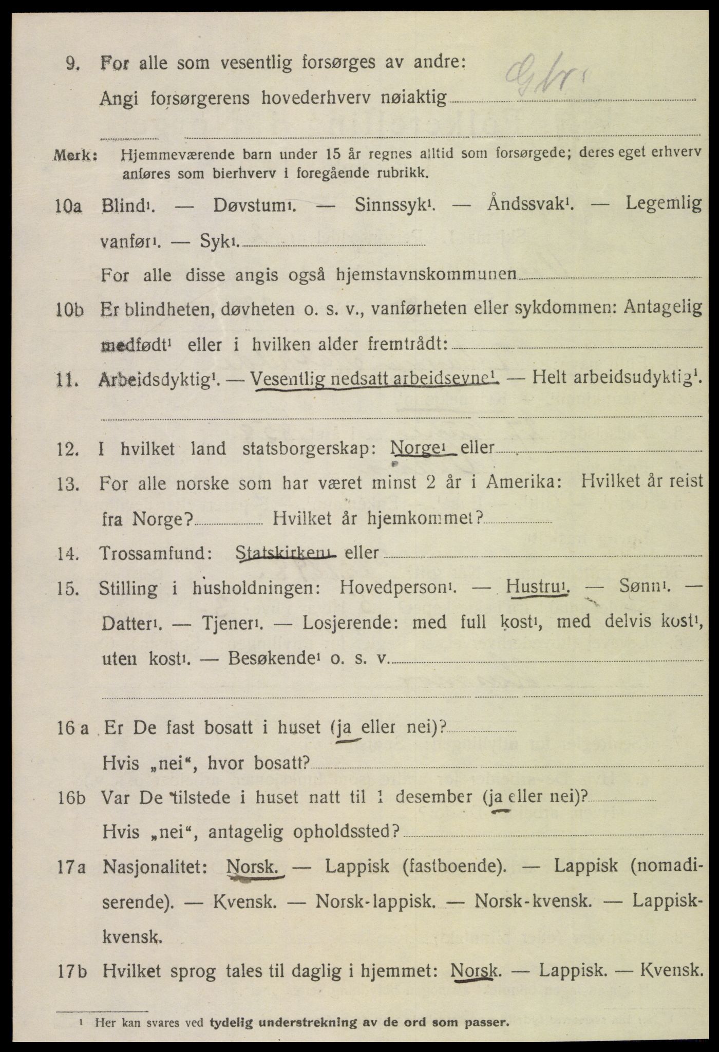 SAT, 1920 census for Vikna, 1920, p. 4622