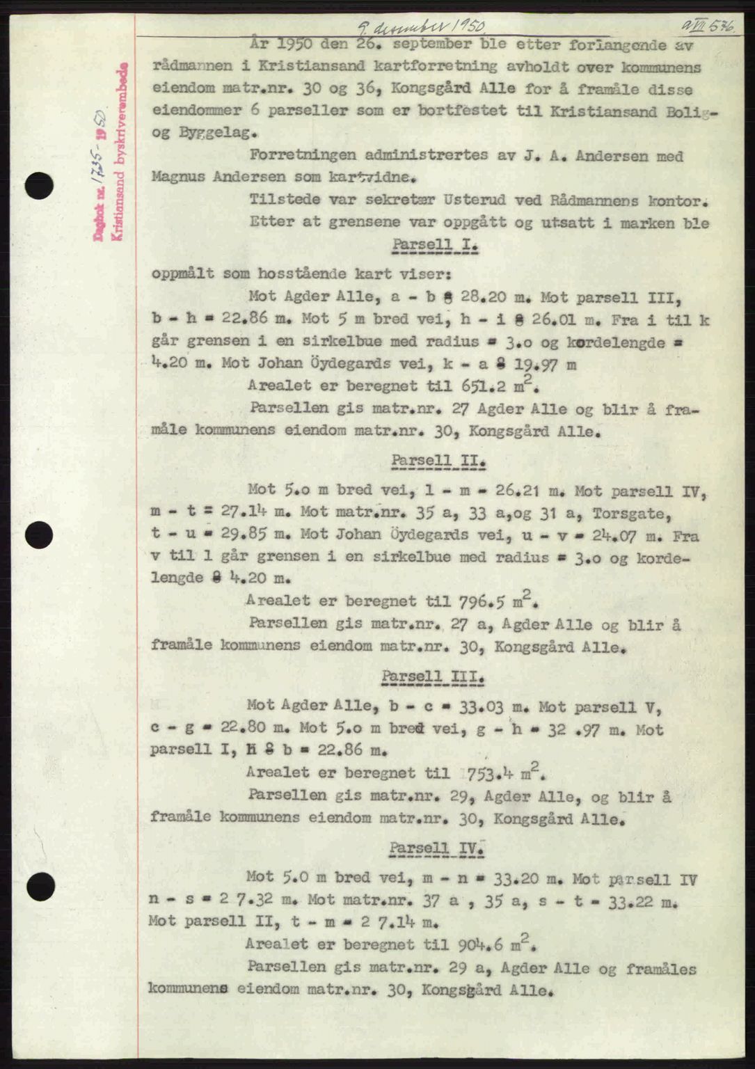 Kristiansand byrett, AV/SAK-1223-0001/G/Gb/Gba/L0046: Mortgage book no. A 7, 1949-1950, Diary no: : 1735/1950