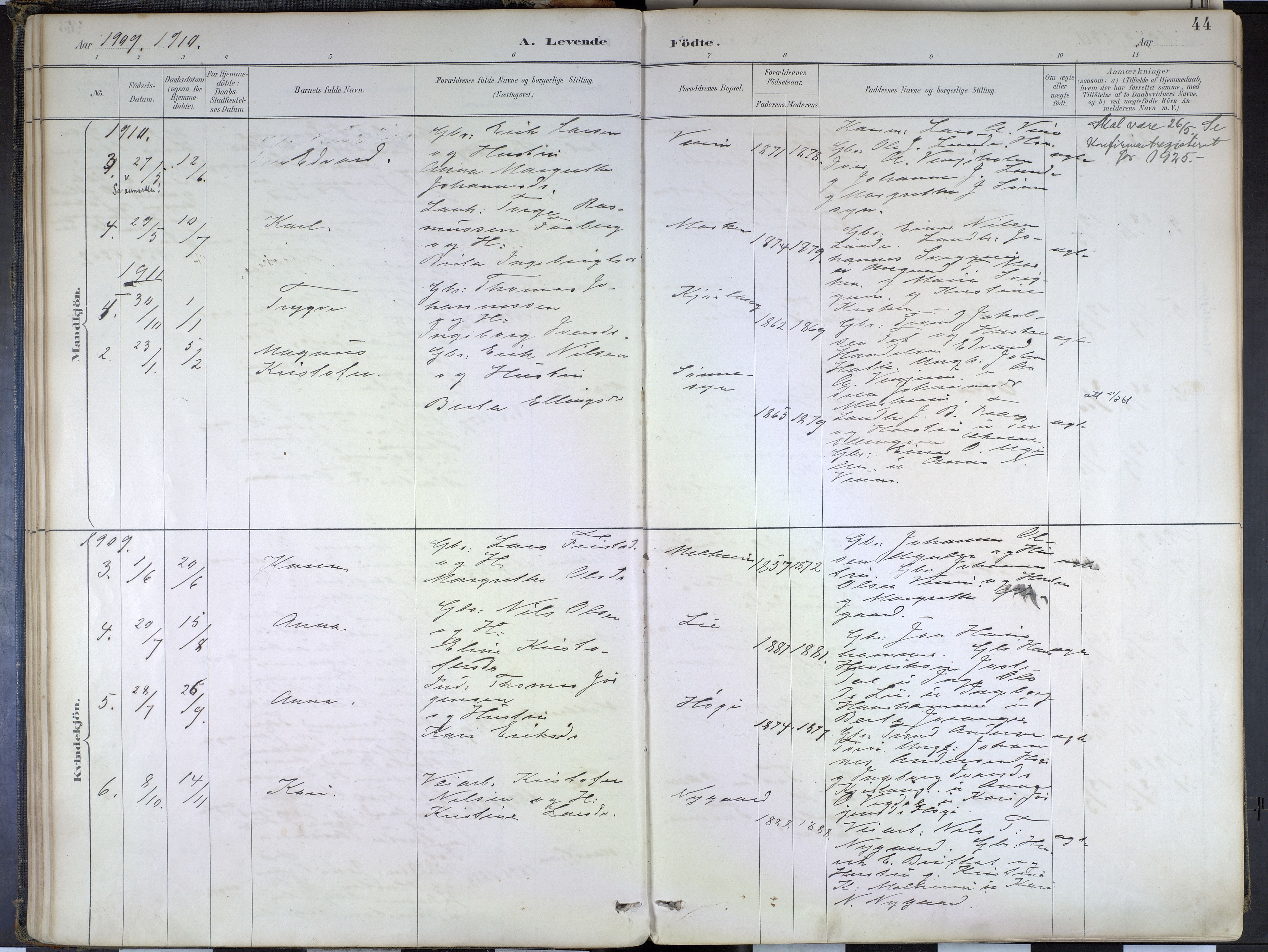 Hafslo sokneprestembete, SAB/A-80301/H/Haa/Haad/L0001: Parish register (official) no. D 1, 1886-1934, p. 44