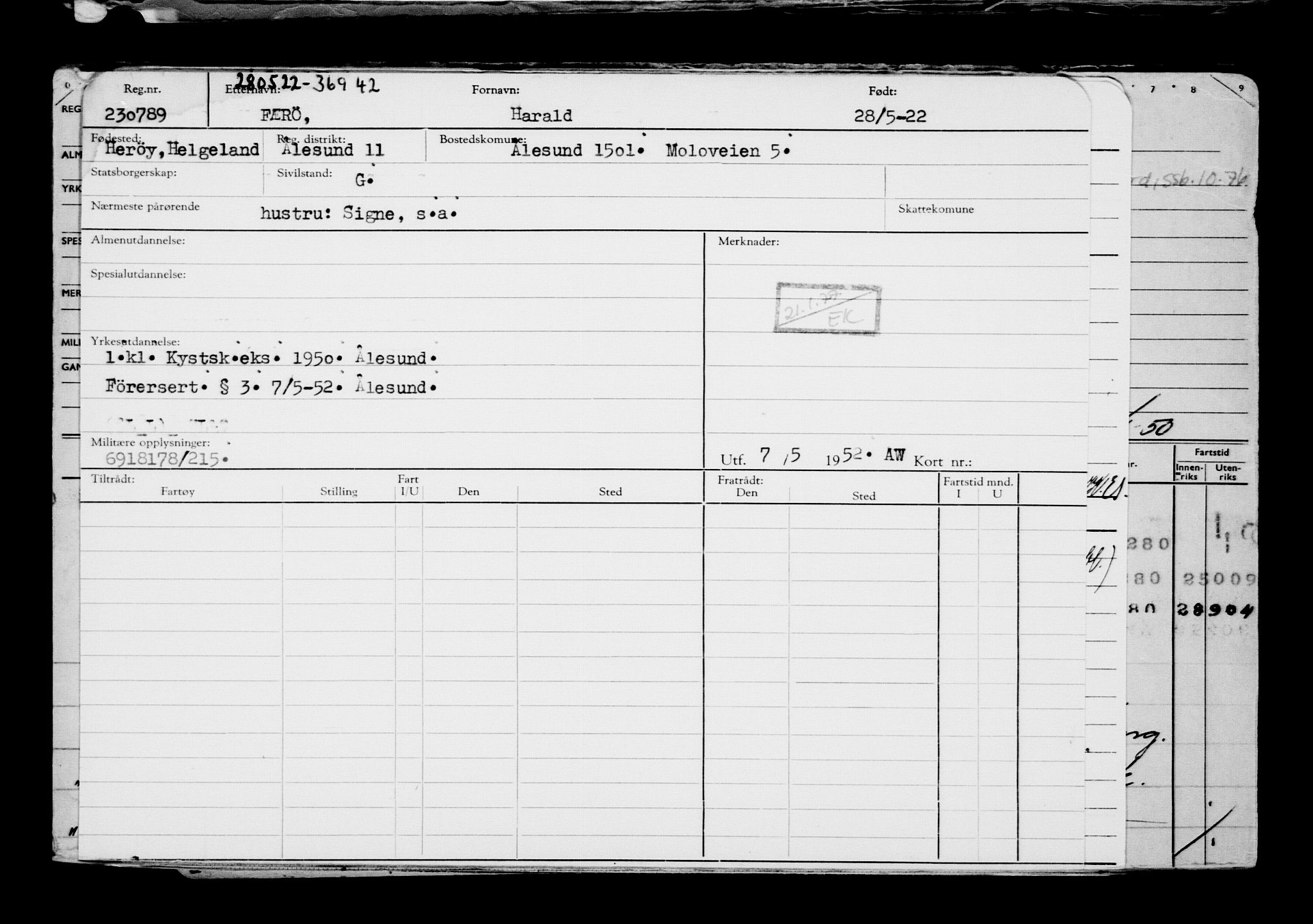 Direktoratet for sjømenn, AV/RA-S-3545/G/Gb/L0207: Hovedkort, 1922, p. 37