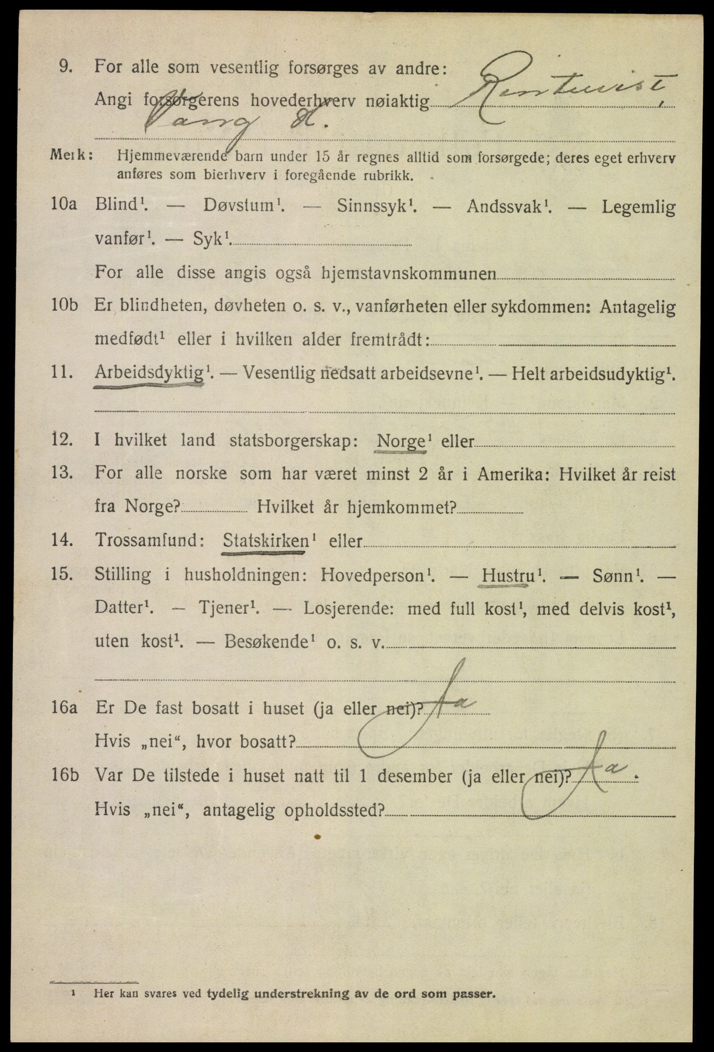 SAH, 1920 census for Vang (Hedmark), 1920, p. 13850