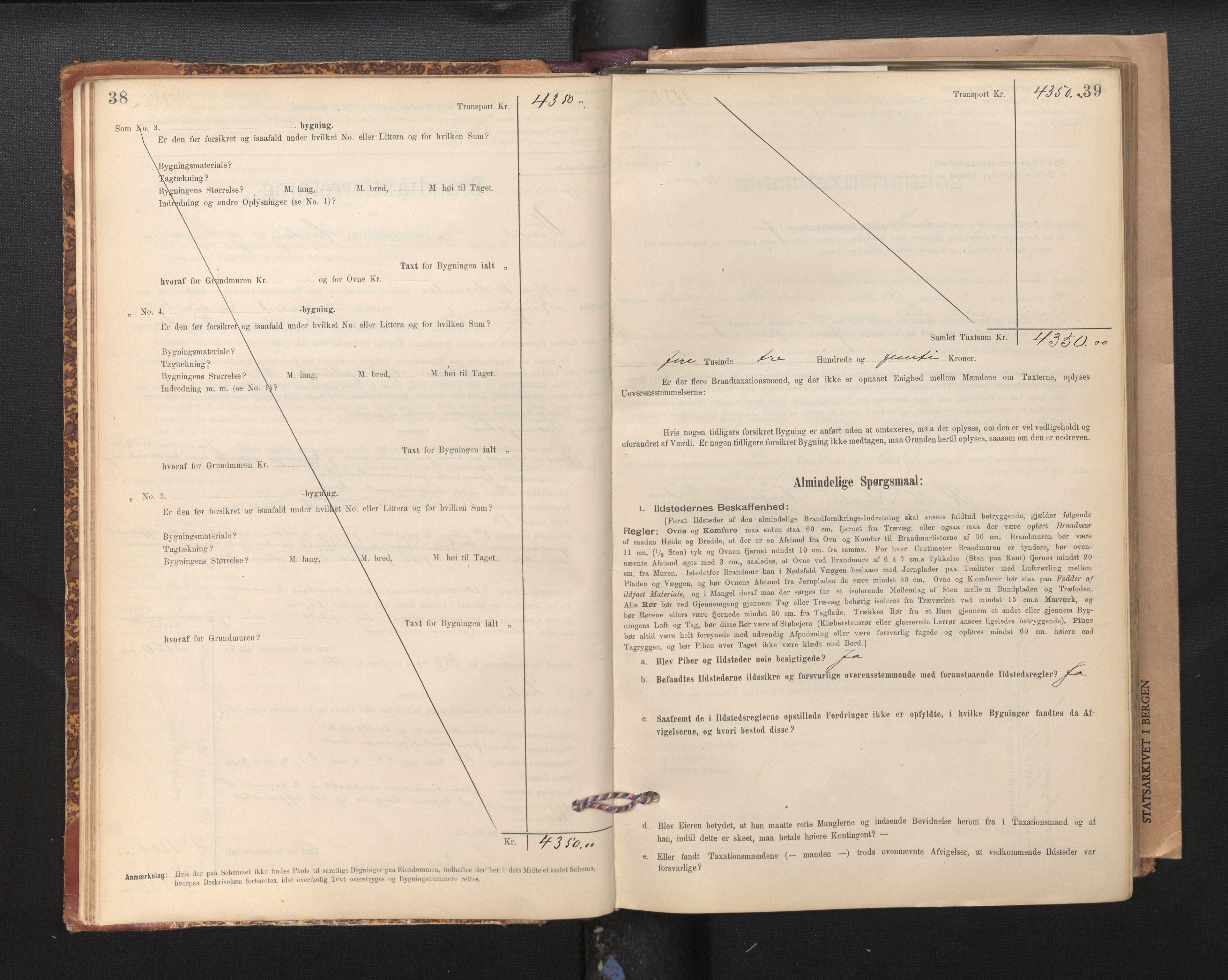 Lensmannen i Voss, SAB/A-35801/0012/L0008: Branntakstprotokoll, skjematakst, 1895-1945, p. 38-39