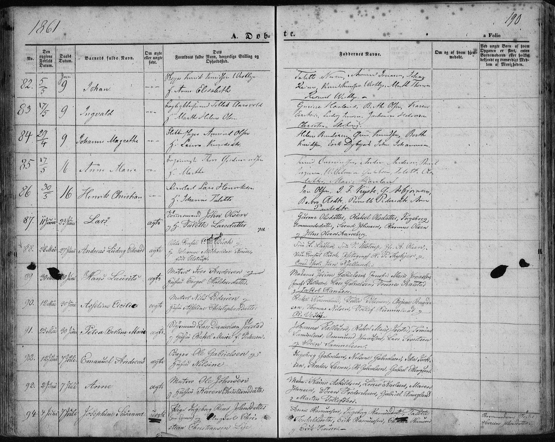 Domkirken sokneprestkontor, AV/SAST-A-101812/001/30/30BA/L0017: Parish register (official) no. A 16, 1855-1867, p. 190