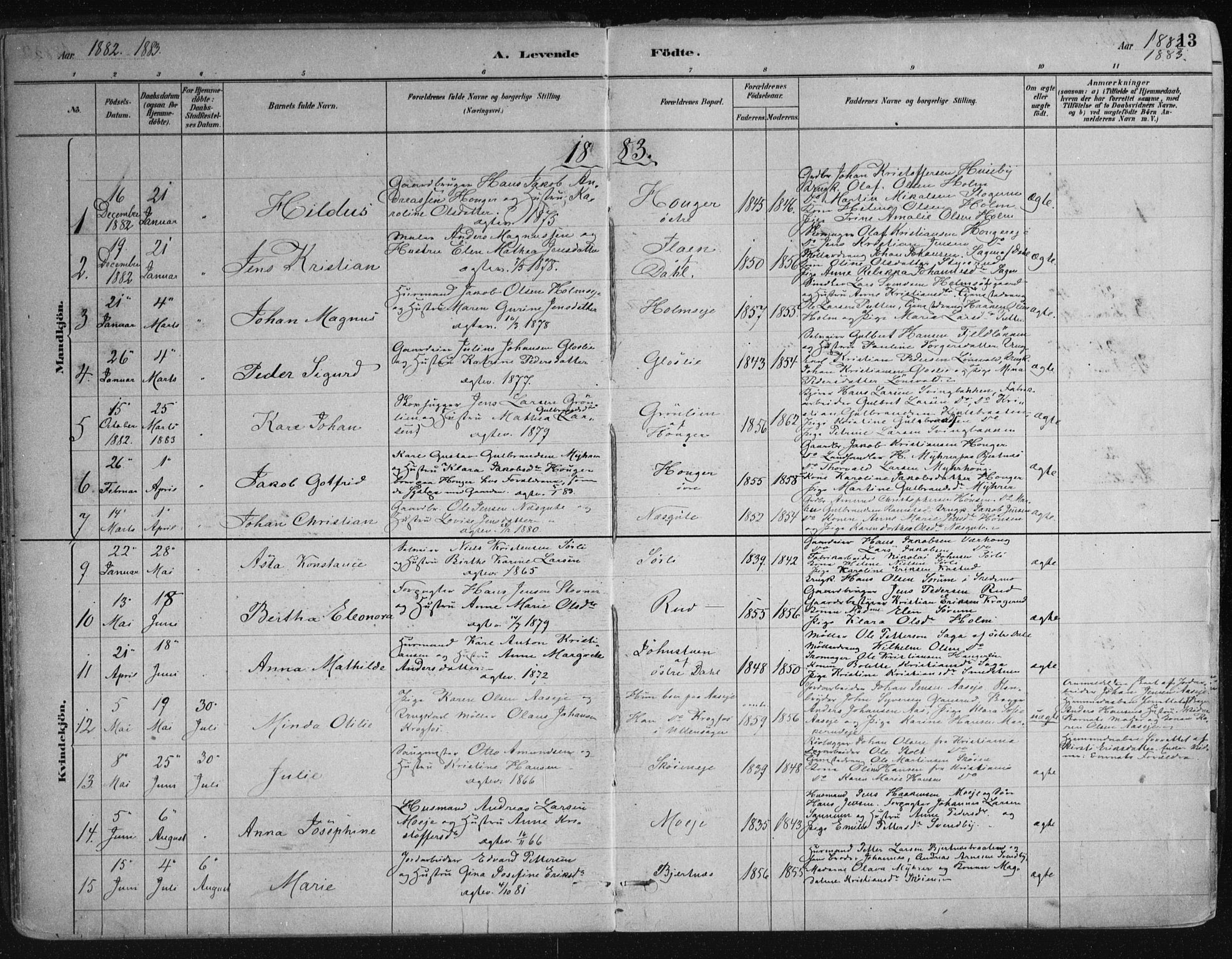 Nittedal prestekontor Kirkebøker, SAO/A-10365a/F/Fa/L0007: Parish register (official) no. I 7, 1879-1901, p. 13