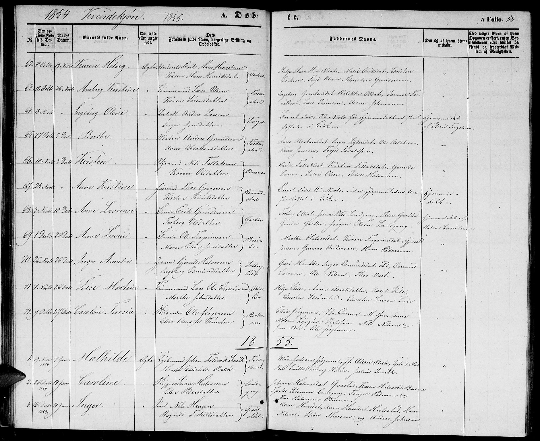 Holt sokneprestkontor, SAK/1111-0021/F/Fb/L0007: Parish register (copy) no. B 7, 1849-1858, p. 58