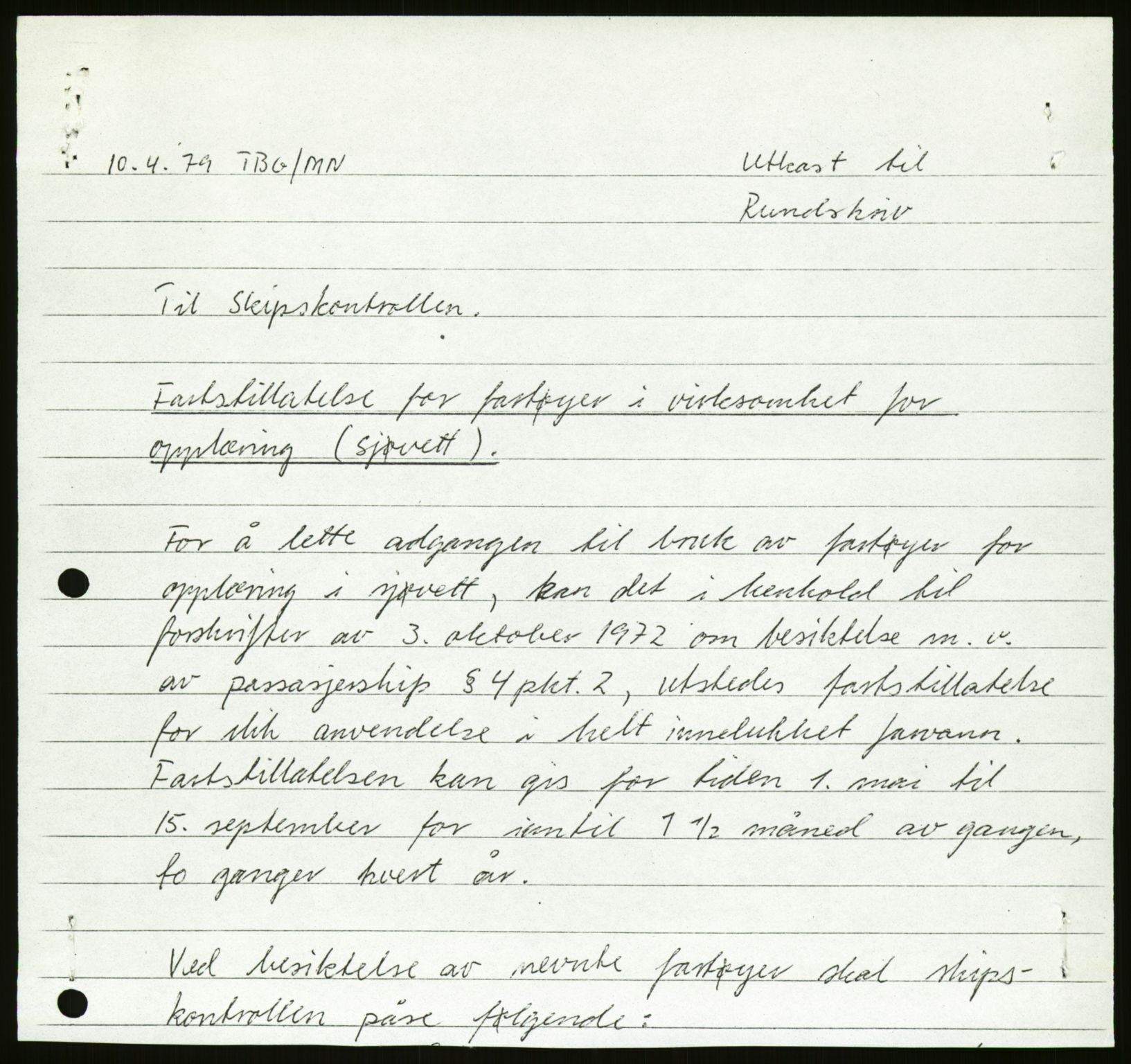 Sjøfartsdirektoratet med forløpere, generelt arkiv, AV/RA-S-1407/D/Du/Duc/L0642/0001: Skipskontrollen - Forskrifter / Forskrift om utleiebåter (2 mapper), 1978-1987, p. 299