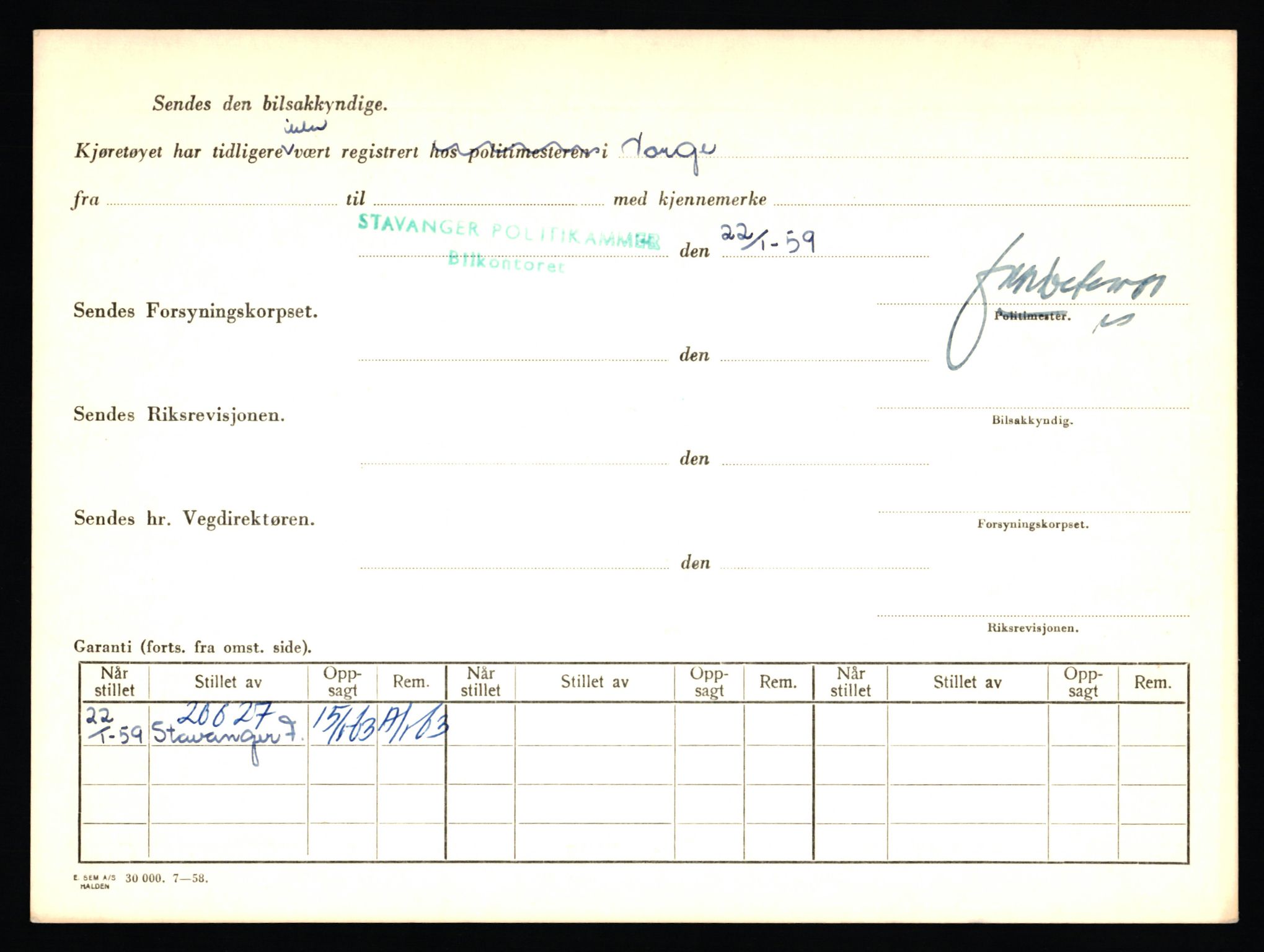 Stavanger trafikkstasjon, SAST/A-101942/0/F/L0009: L-3000 - L-3349, 1930-1971, p. 1019