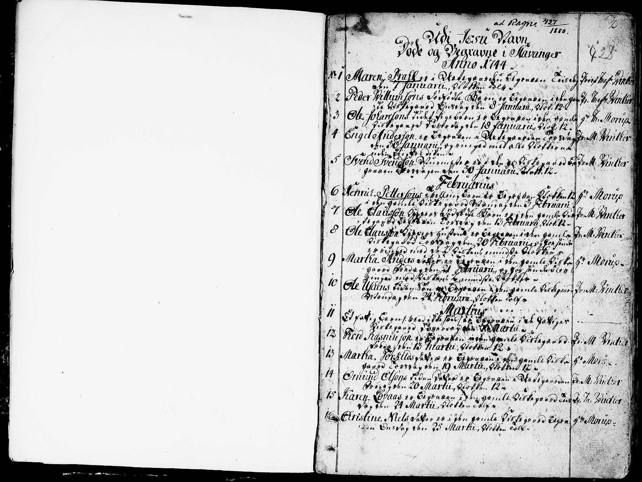 Domkirken sokneprestkontor, SAST/A-101812/001/30/30BA/L0005: Parish register (official) no. A 5, 1744-1788, p. 2