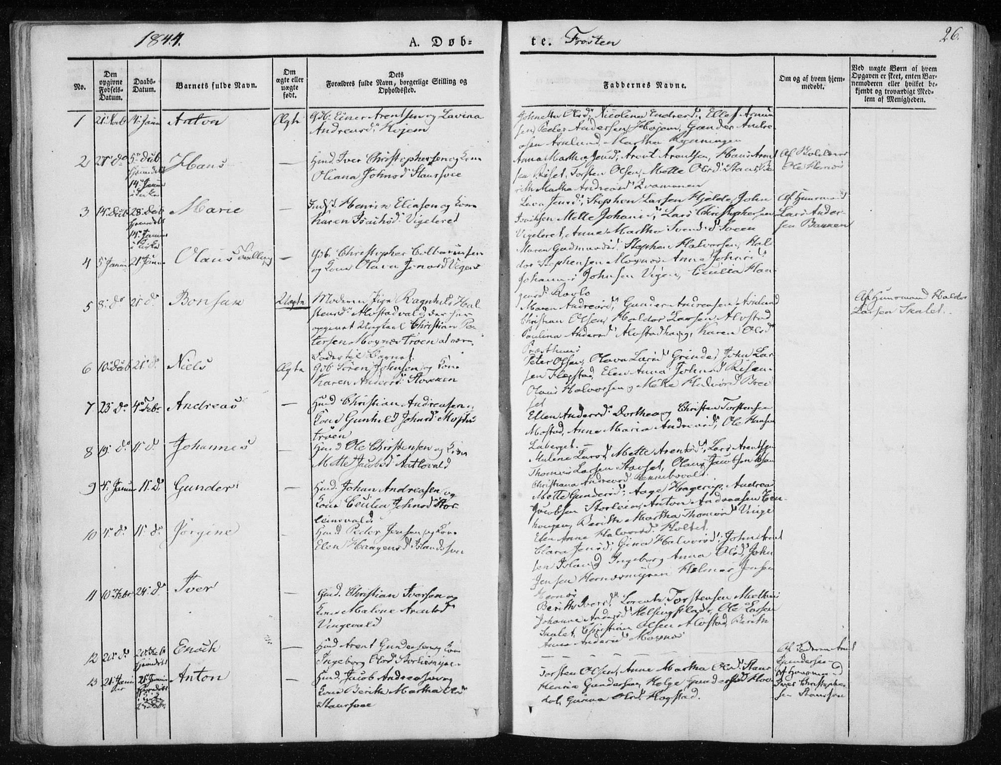 Ministerialprotokoller, klokkerbøker og fødselsregistre - Nord-Trøndelag, SAT/A-1458/713/L0115: Parish register (official) no. 713A06, 1838-1851, p. 26