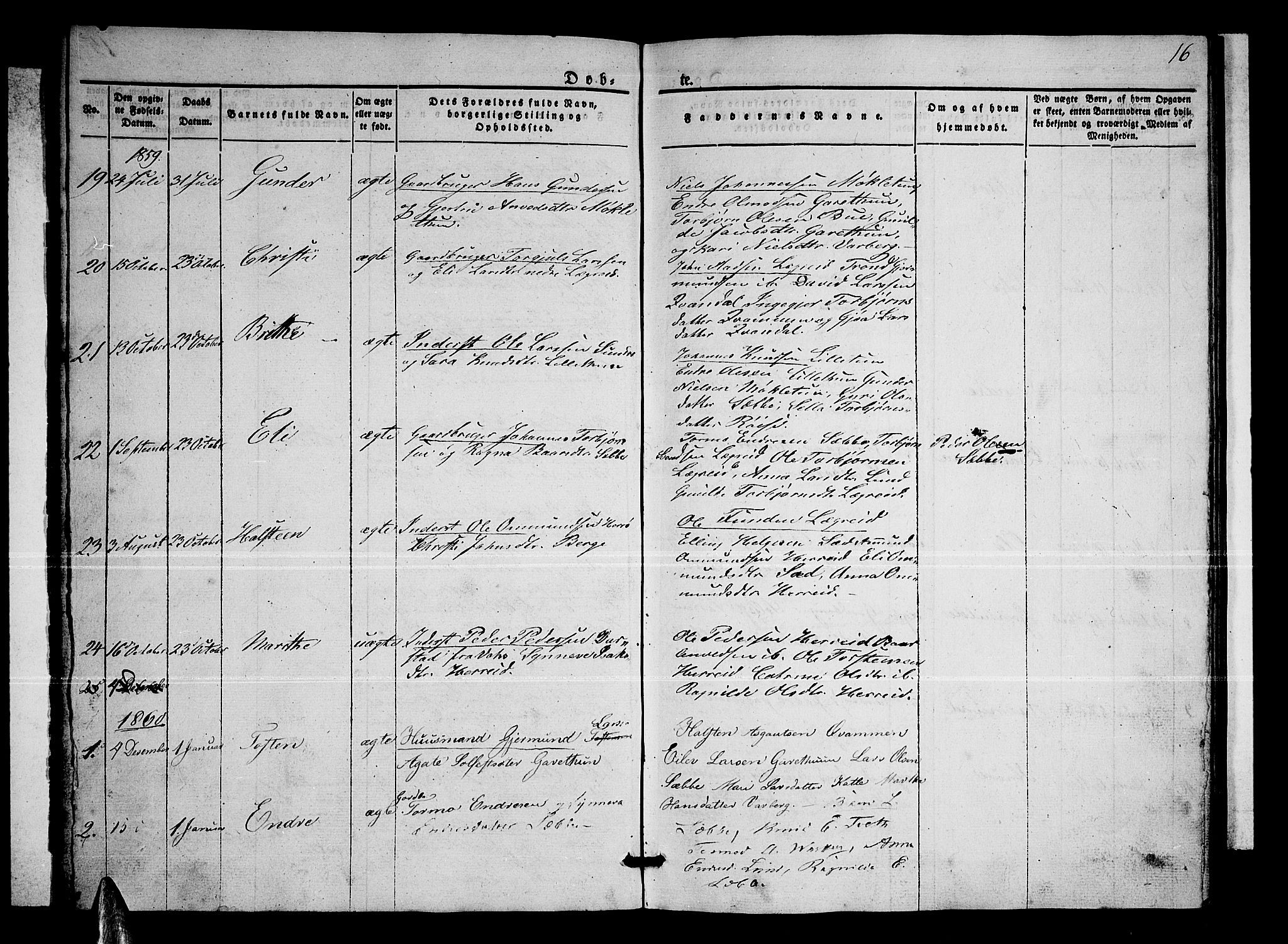 Ullensvang sokneprestembete, SAB/A-78701/H/Hab: Parish register (copy) no. C 1, 1855-1871, p. 16