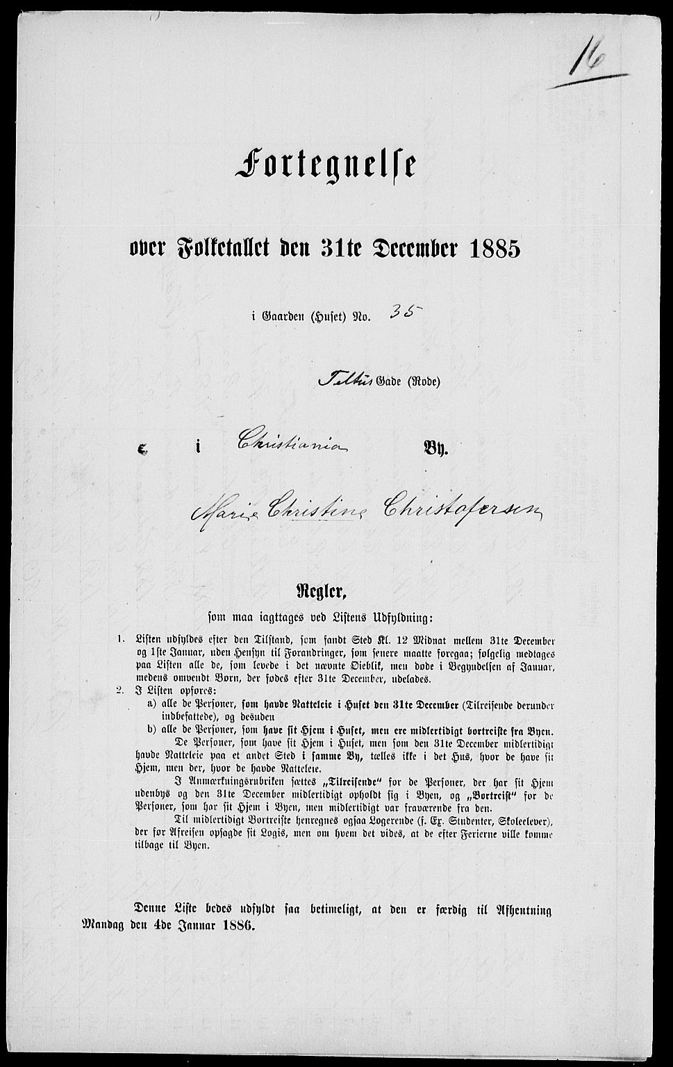 RA, 1885 census for 0301 Kristiania, 1885, p. 4634