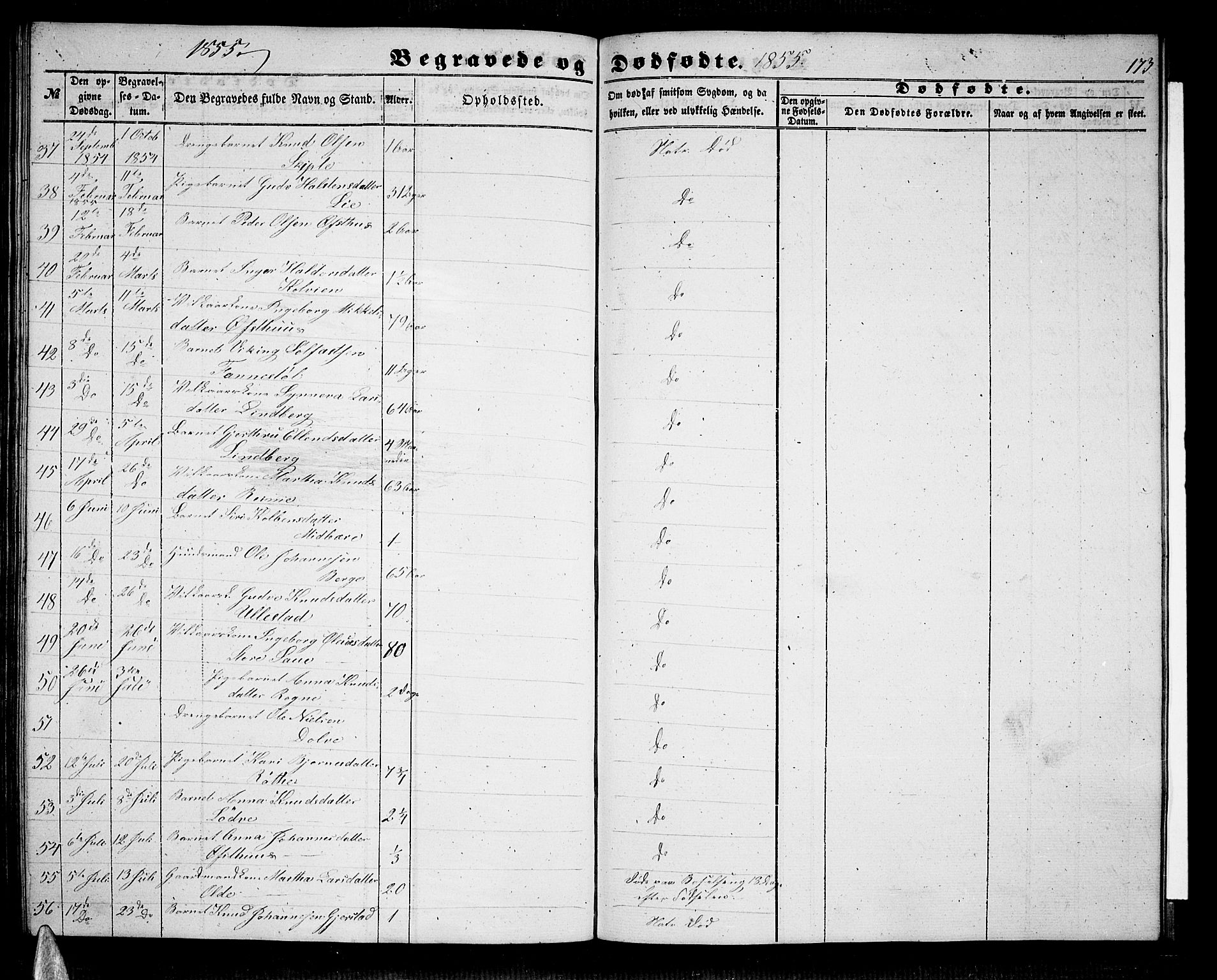 Voss sokneprestembete, AV/SAB-A-79001/H/Hab: Parish register (copy) no. B 1, 1855-1869, p. 173