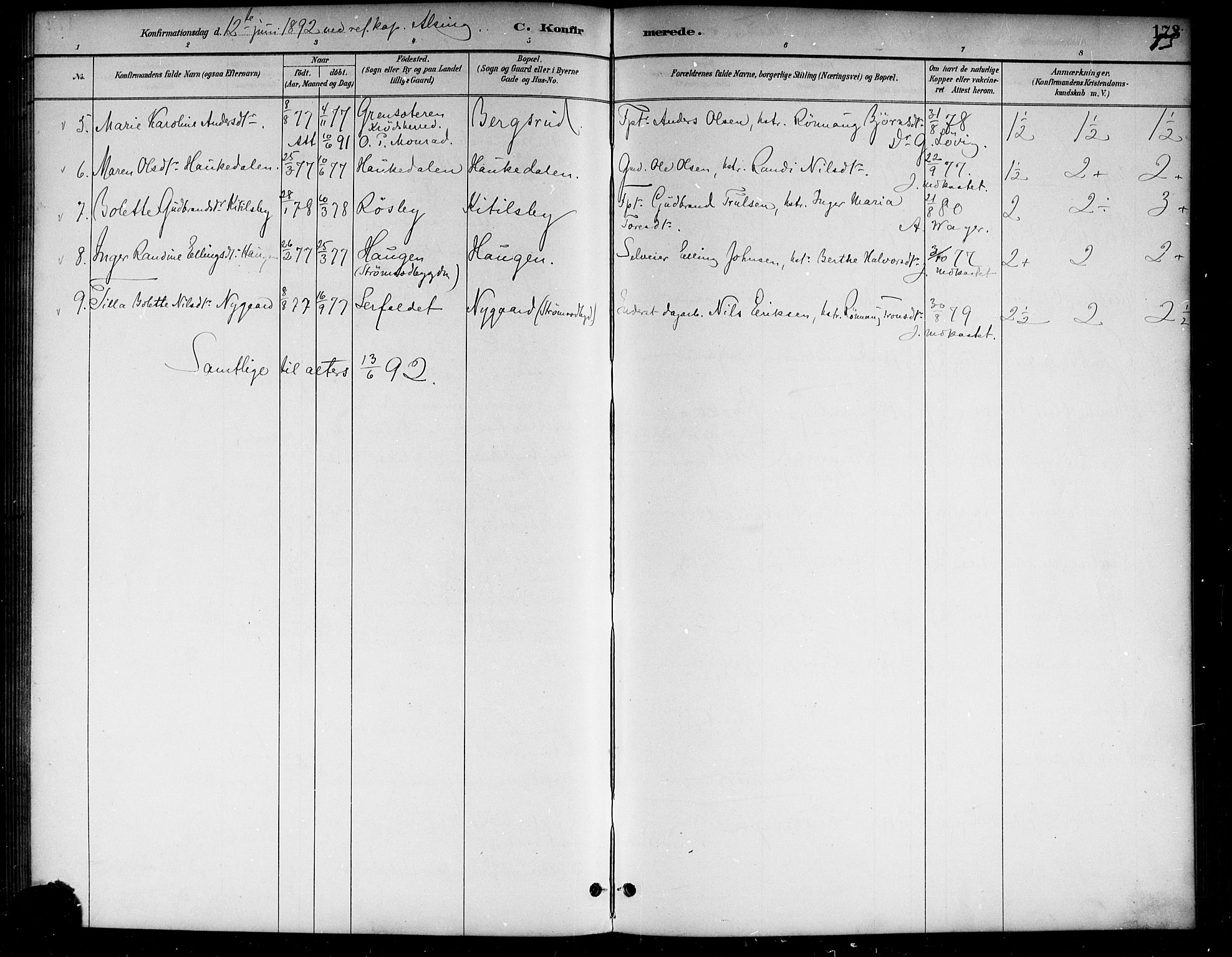 Lunder kirkebøker, AV/SAKO-A-629/G/Ga/L0004: Parish register (copy) no. I 4, 1889-1917, p. 173